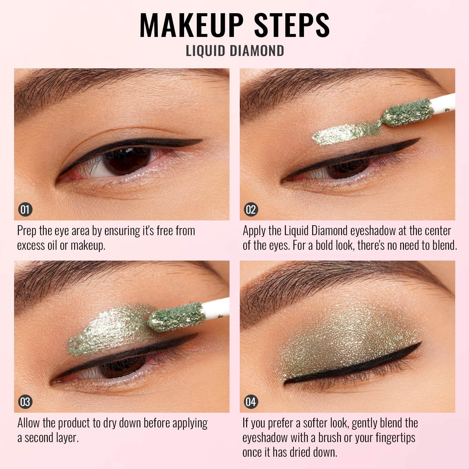 Oulac Liquid Glitter Eyeshadow Liquid Eyeshadow Metallic Eyeshadow Shimmer Eyeshadow Liquid Eyeliner Non-Sticky One-Swipe Covera