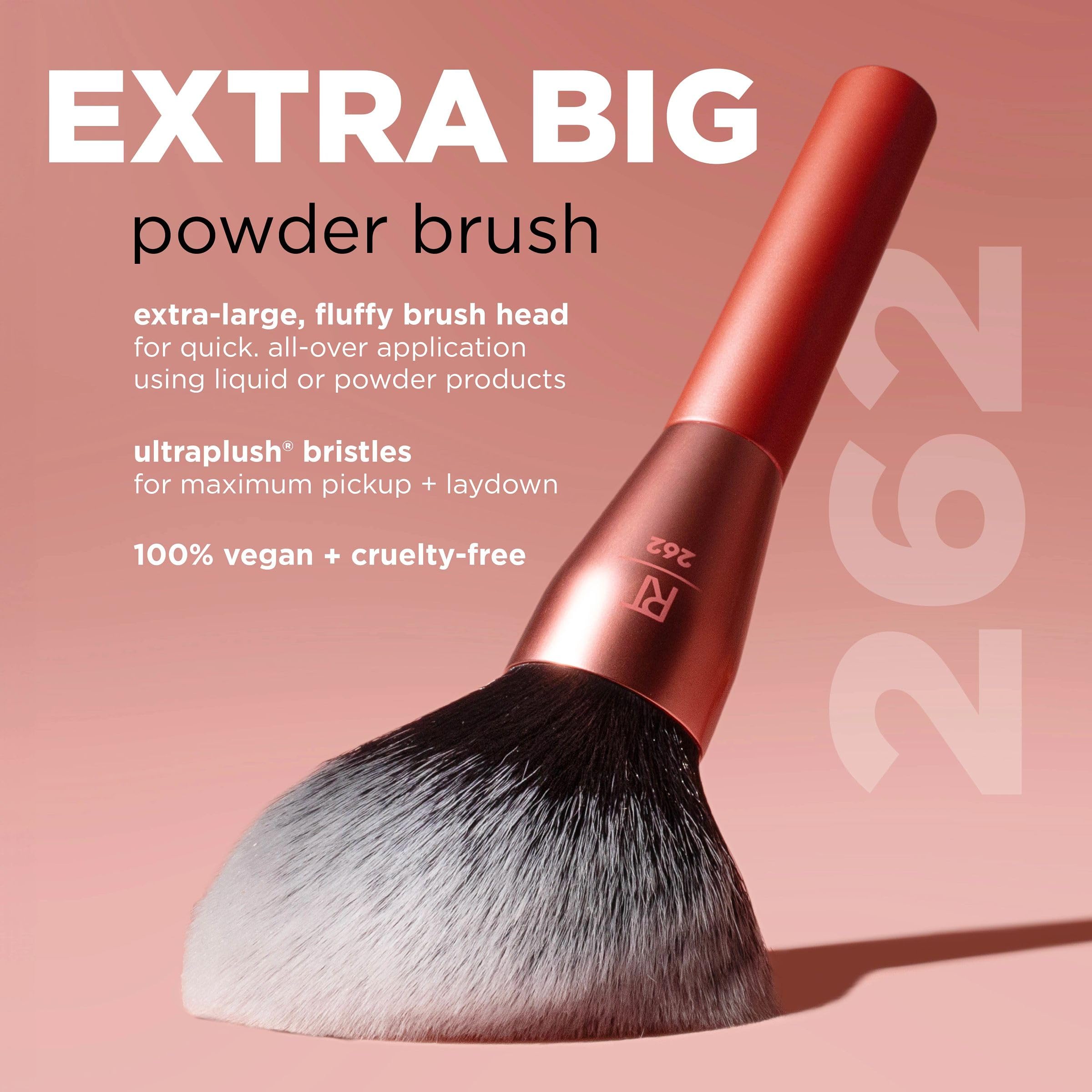 Real Techniques Extra Big Powder Brush, Large Makeup Brush For Powder, Fluffy Head For All-Over Setting, XL Oversized Brush For