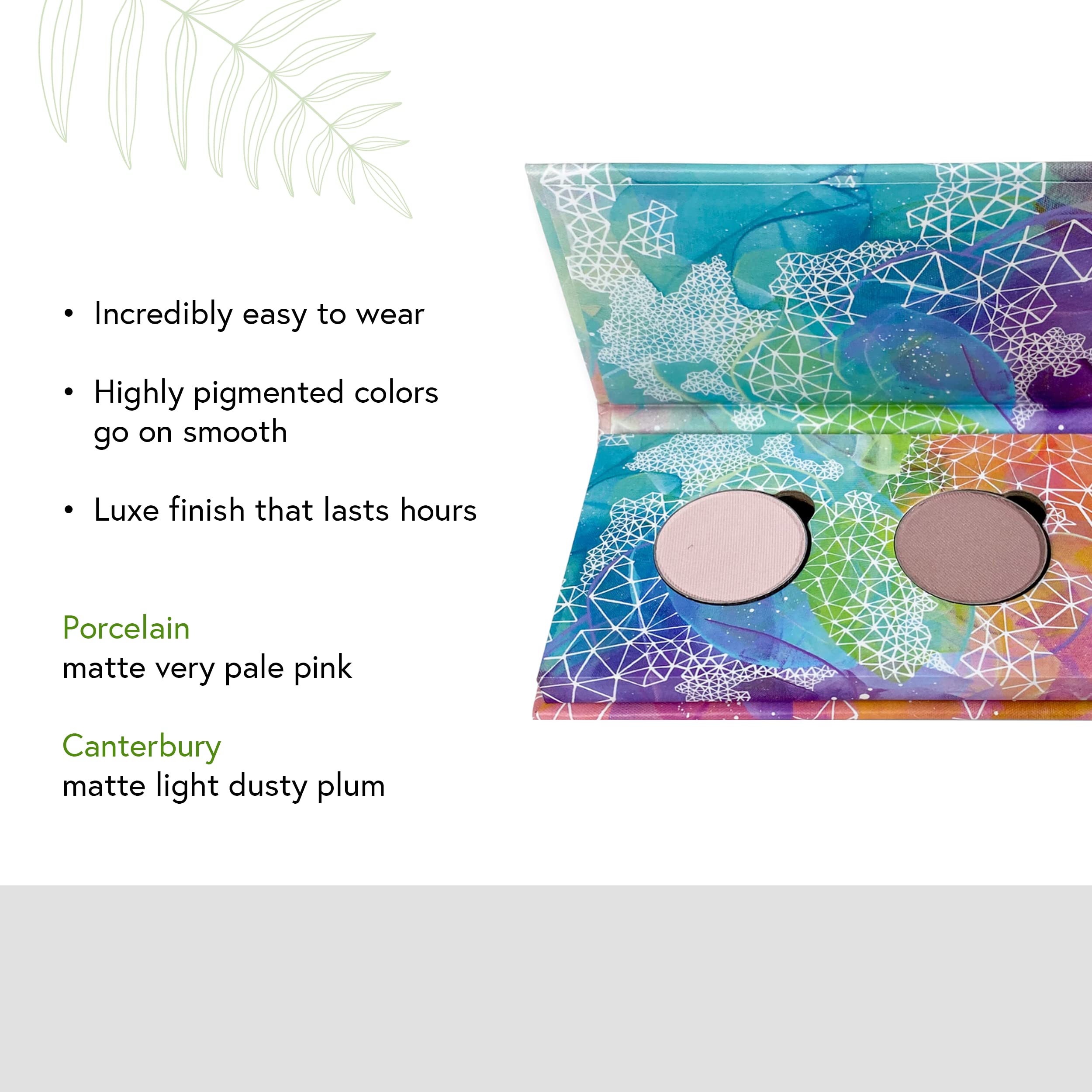 Honeybee Gardens Mini Skinny Duo Eye Shadow Compact In Canterbury And Porcelain, Longlasting, Refillable & Customizable, Vegan,