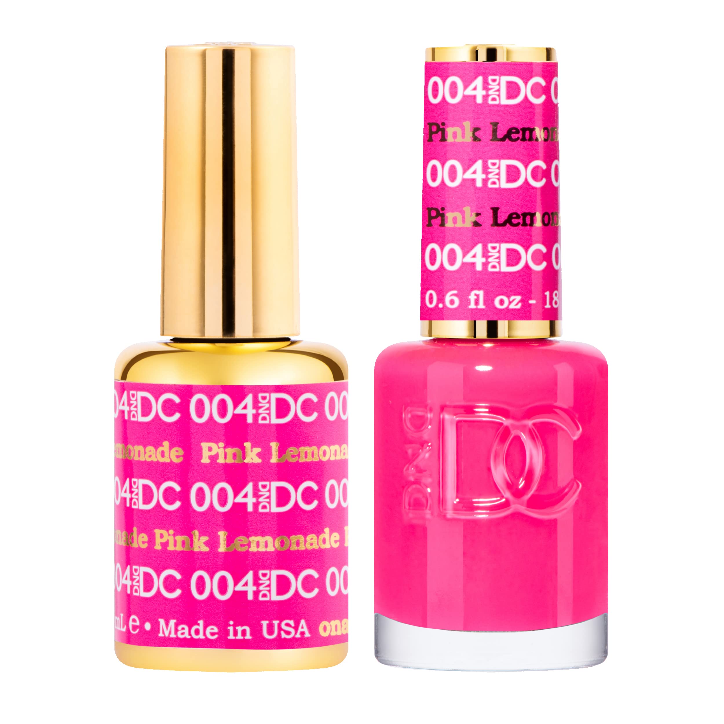 DND DC Gel Polish Set, Pink Collection, UV/LED Gel Polish and Air Dry Nail Lacquer, Matching Chip-Free Polish Duo, 004 Pink Lemo