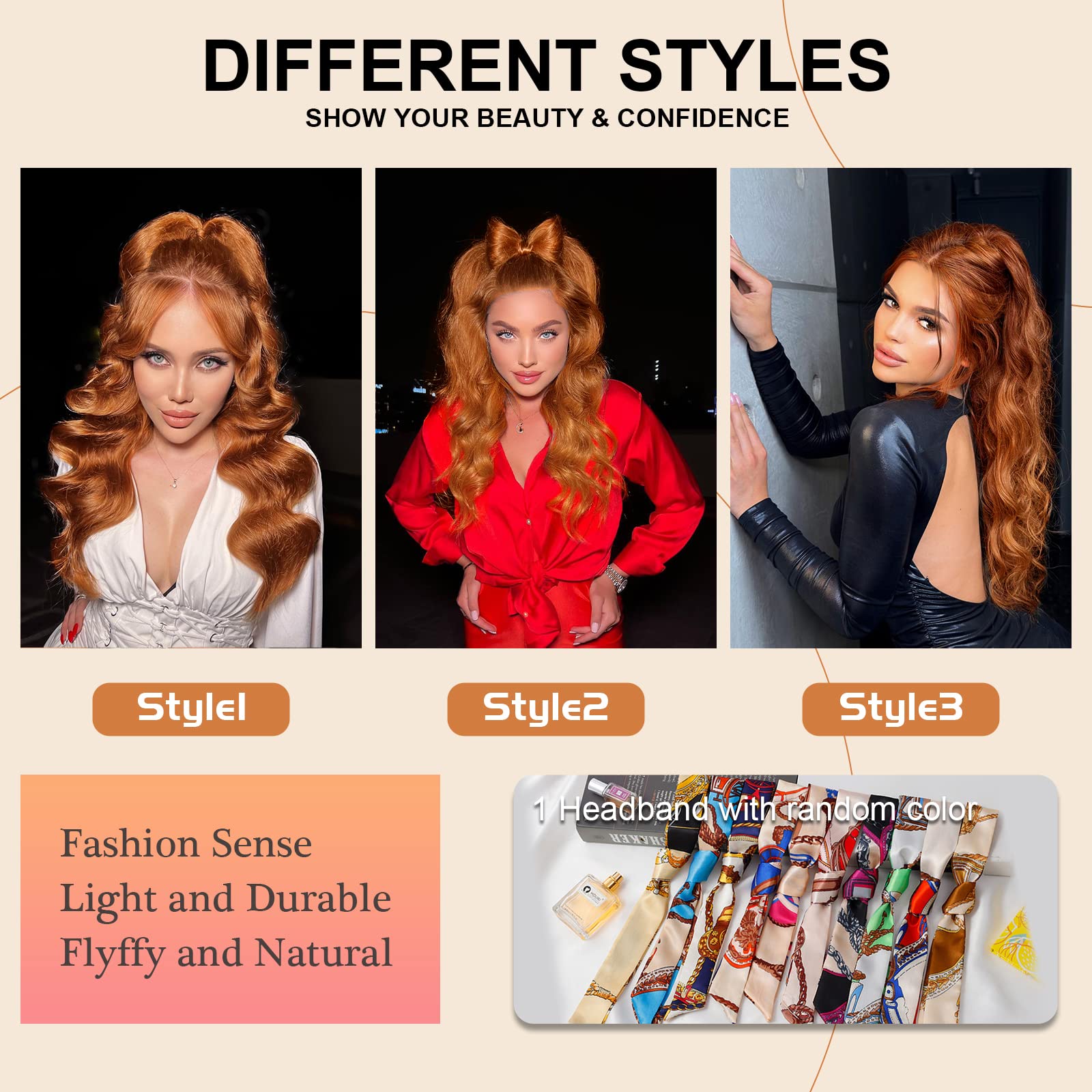 Freemeige Copper Red 26 Inch Long Synthetic Ponytail Extension For Women