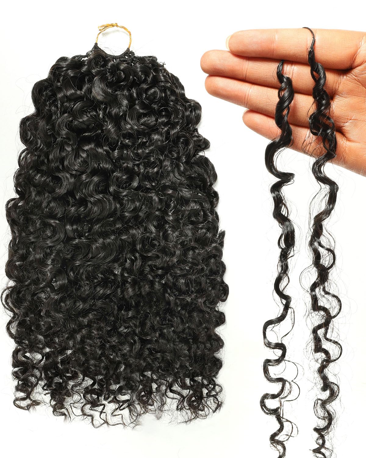 BEEOS Burmese Curly Human Crochet Hair 160g, Pre-Separated Knotless Invisible Crochet Human Hair Extensions for Women 20 Inch Na