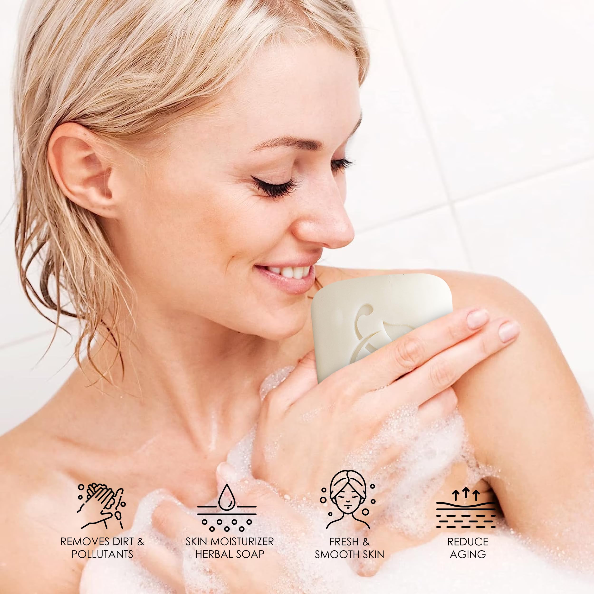 HERBOGANIC Coconut Herbal Soap | Natural Bar Soap for Face and Body | Nourishing and Moisturizing | Infused with Coconut | Gentl