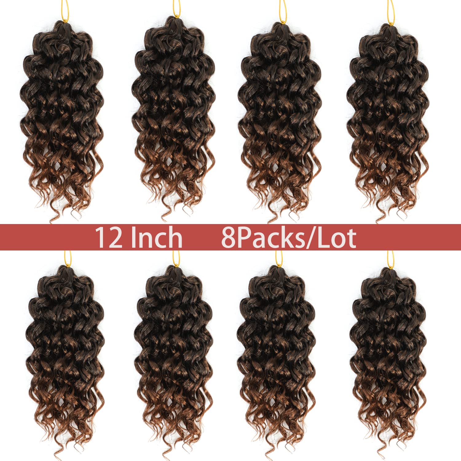 Gogo Curl Crochet Hair 12 Inch 8 Packs Short Curly Crochet Hair For Blcak Women - Beach Curl Crochet Hair - Deep Wave Crochet Ha