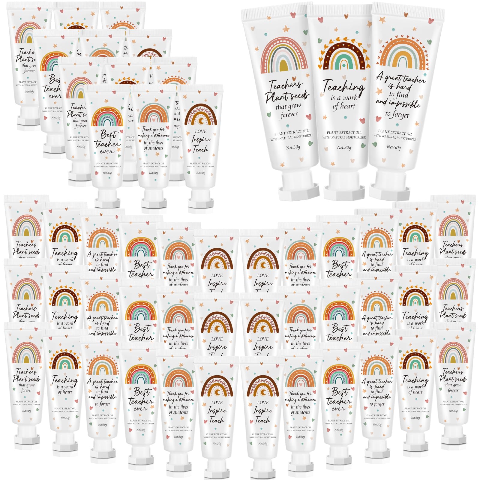 Dansib 48 Pcs Teacher Appreciation Hand Cream Gifts Boho Rainbow 2025 Back to School Thank You Teacher Gifts for Women Travel Si