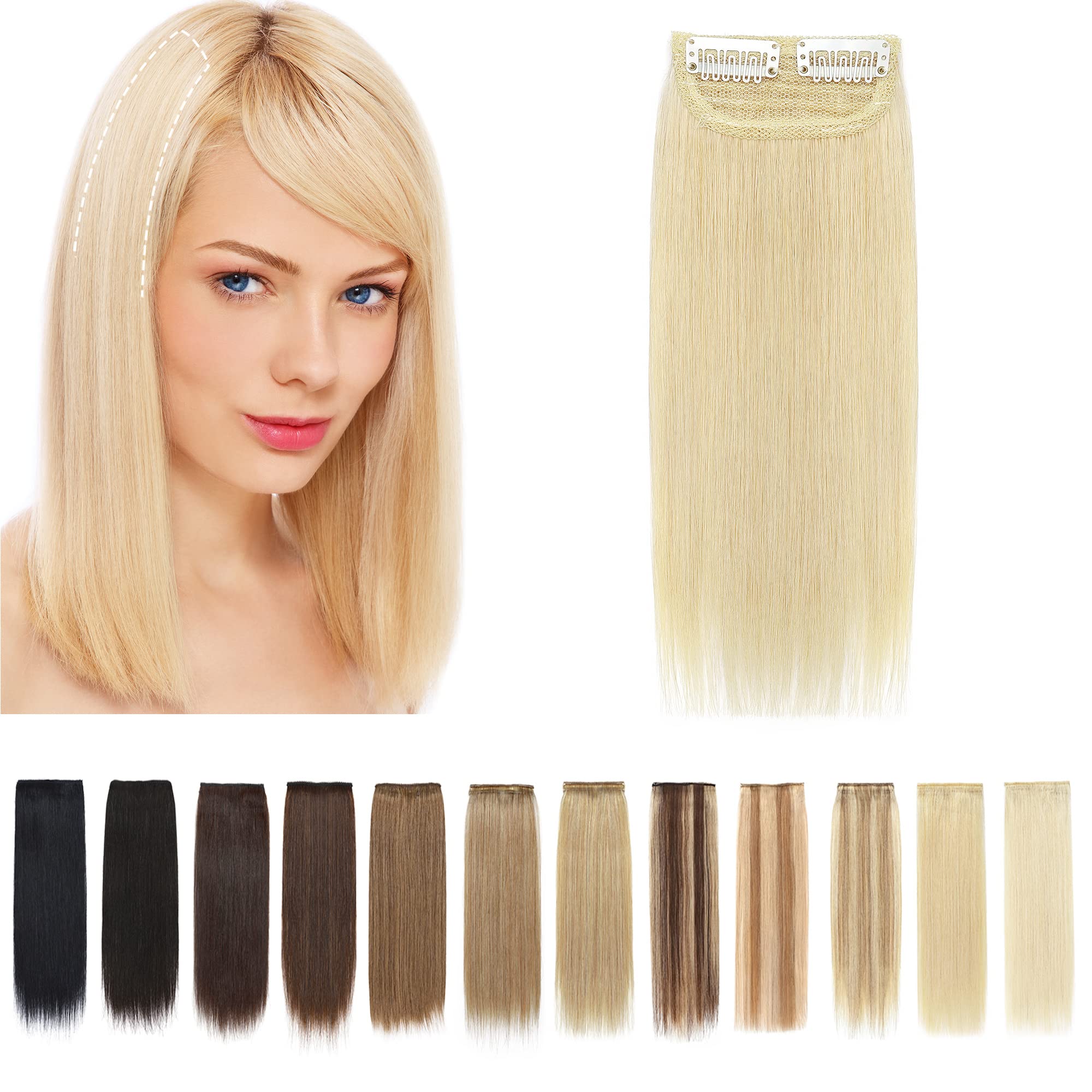 SEGO 2 Pcs Clip in Short Hair Extensions Real Human Hair 12 Inch 34g Hairpiece Human Hair Toppers for Women With Thinning Hair A