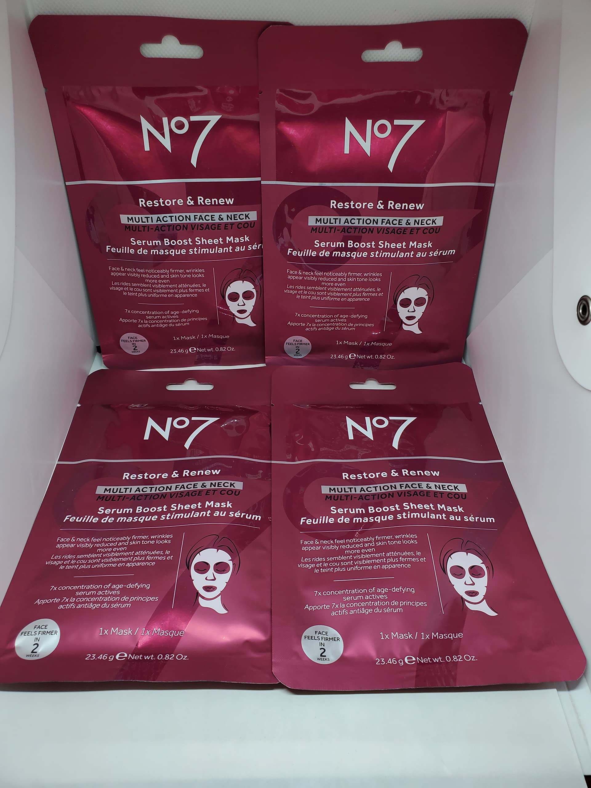 No7 Restore & Renew Face & Neck Multi Action Serum Boost Sheet Masks