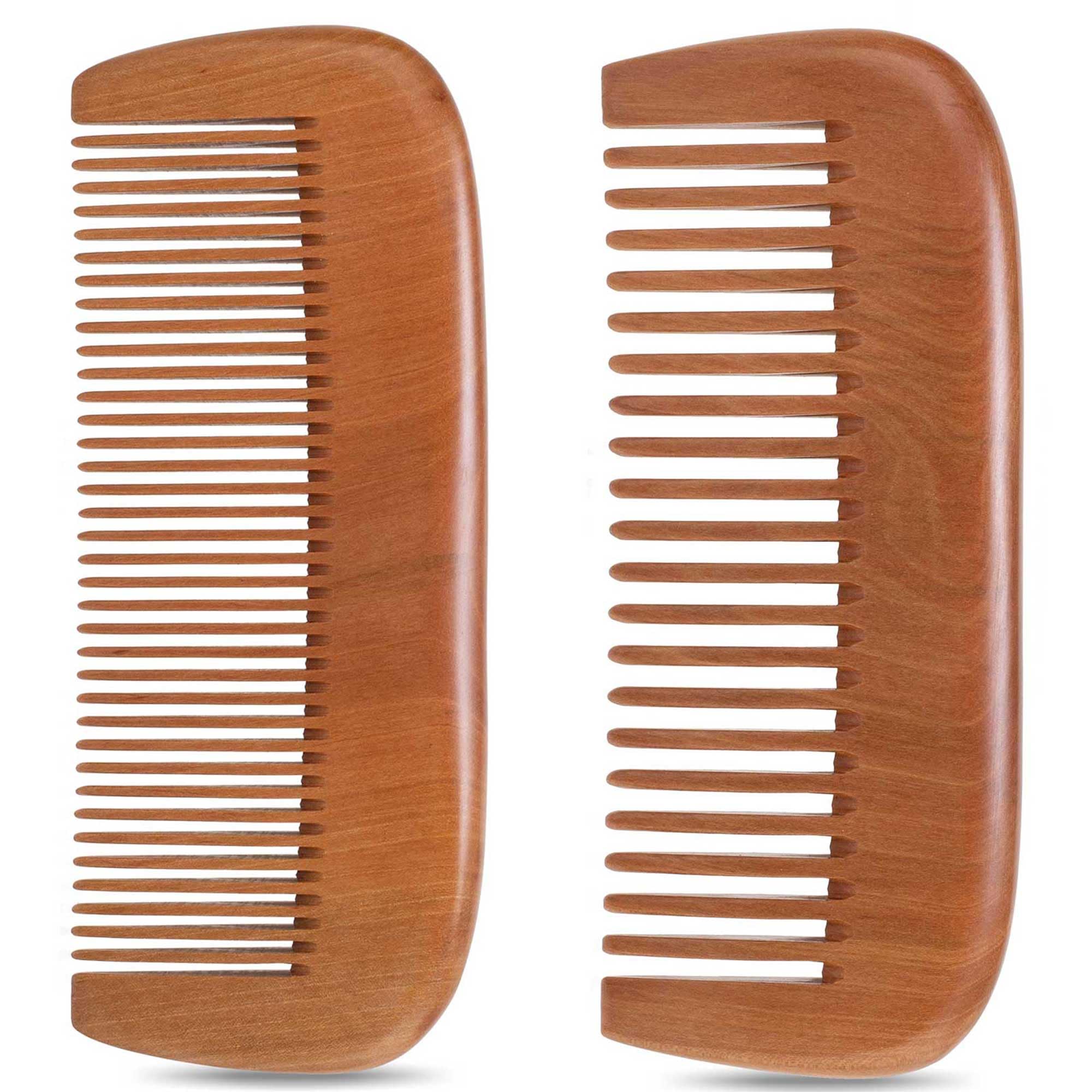 Moreinday Wooden Comb for Women, 2 Pack Wood Combs, Beard Comb for Men