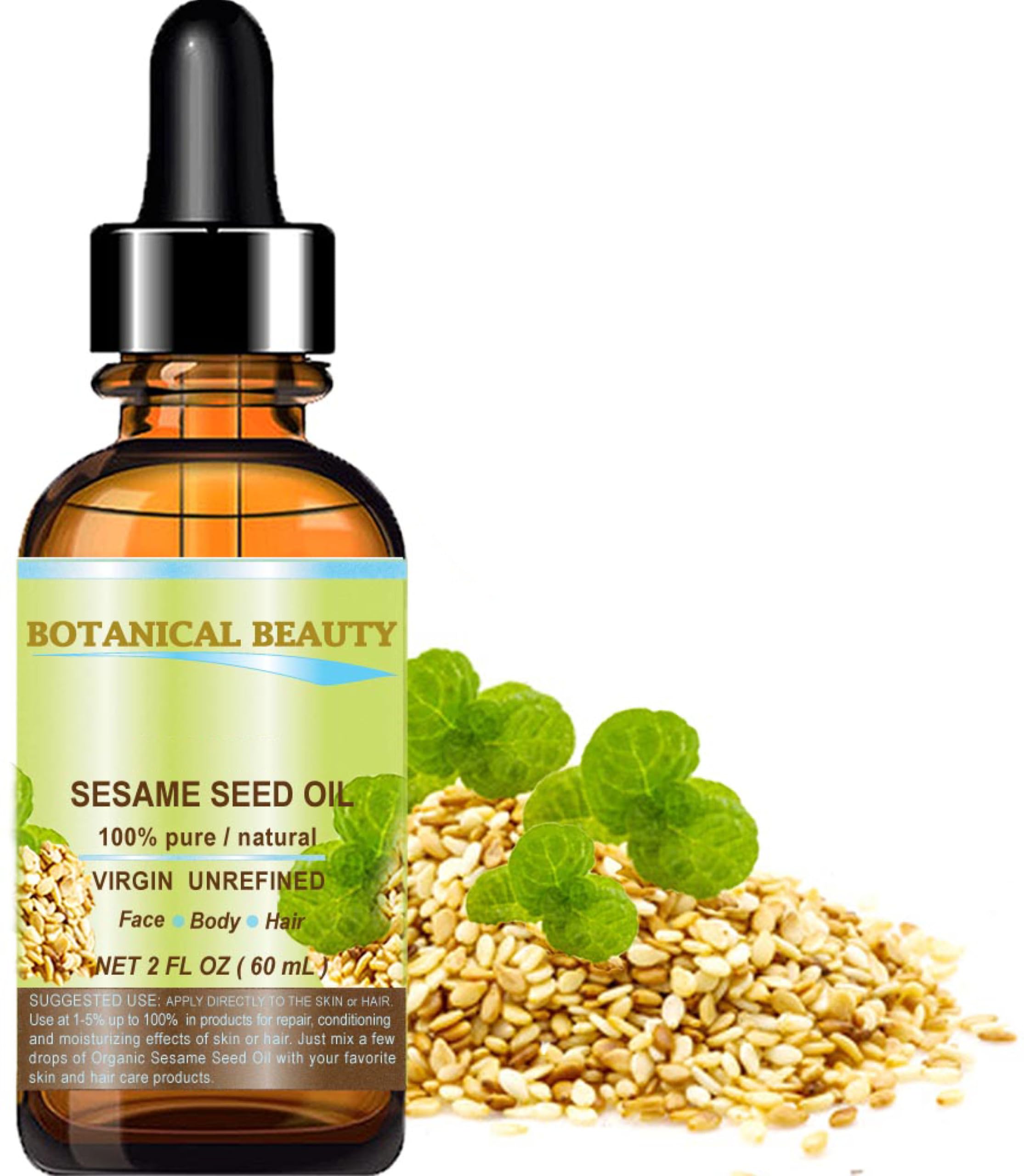 Sesame Seed Oil 100% Pure Natural Virgin Unrefined Undiluted Cold Pressed Carrier Oil For Face, Skin, Body, Hair, Massage, Nails