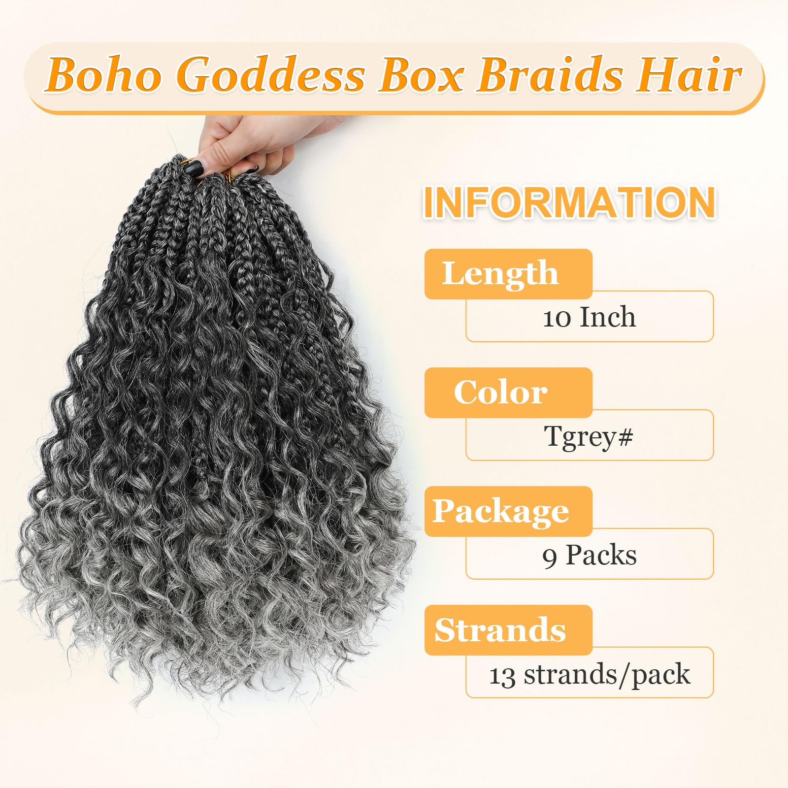 Yewell Goddess Box Braids Crochet Hair 10 Inch Boho Crochet Box Braids, 9 Packs Boho Box Braids Crochet Hair For Black Women Pre