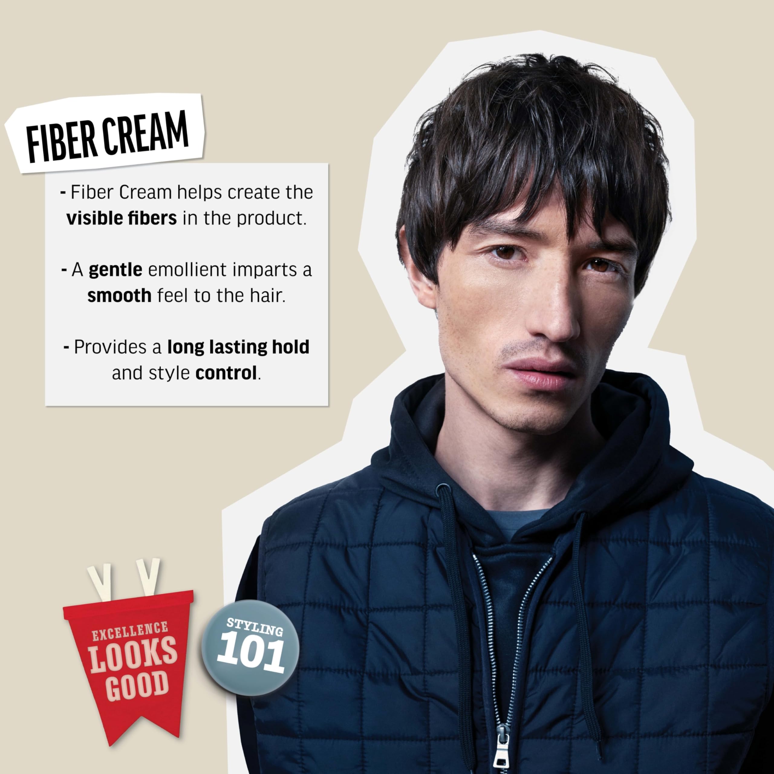 American Crew Men's Fiber Cream, Like Hair Gel with Medium Hold & Natural Shine, 3.3 Fl Oz