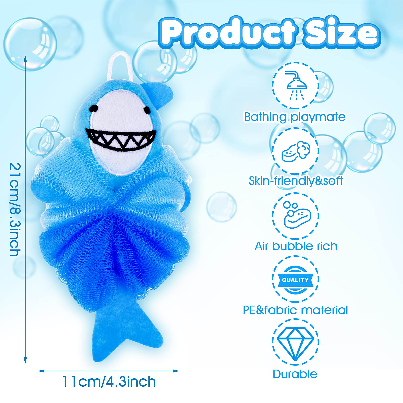 Bath Loofahs Animal Bath Sponge For Bathing, Kids Loofah Bath Pouf Body Scrubber Mesh Loofah Sponges, Bath And Shower Loofah Spo