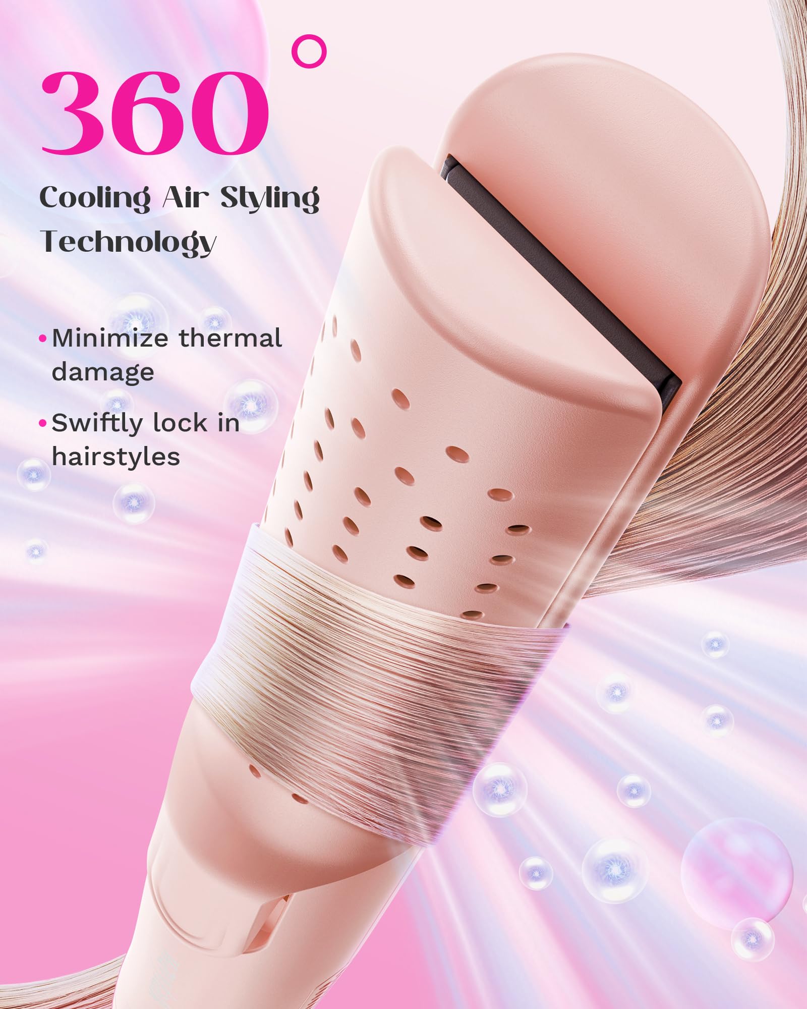 Wavytalk 1 Inch Curling Iron, Airflow Styler with 360 Cooling Air to Lock in Curls Quicker, Hair Straightener and Curler 2 in 1