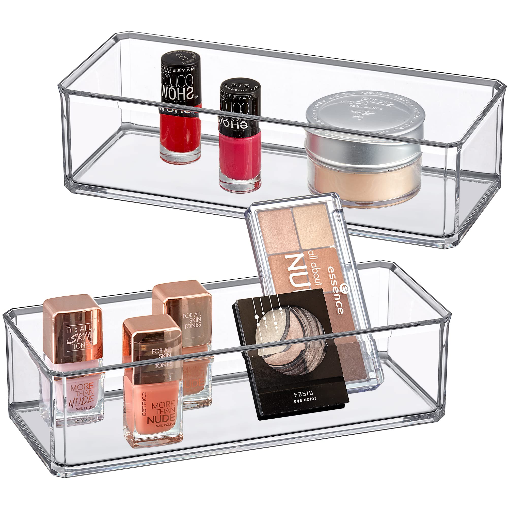 Amazing Abby - Glamour - 2-Pack Acrylic 1-Compartment Makeup Organizer, Transparent Plastic Lipstick Holder, Perfect Bathroom Va