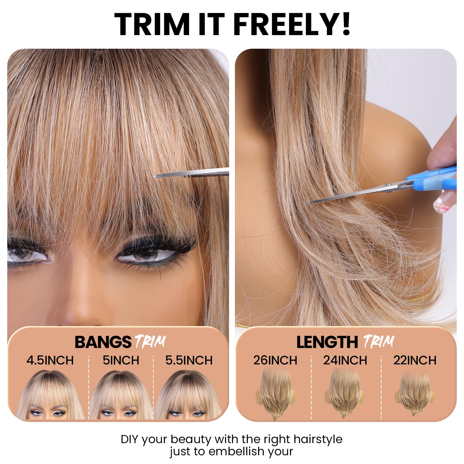 Emmor 613 Blonde Wig With Bangs For Women Long Straight Wigs Synthetic Layered Hairstyle For Girls Party Cosplay And Daily Use(2