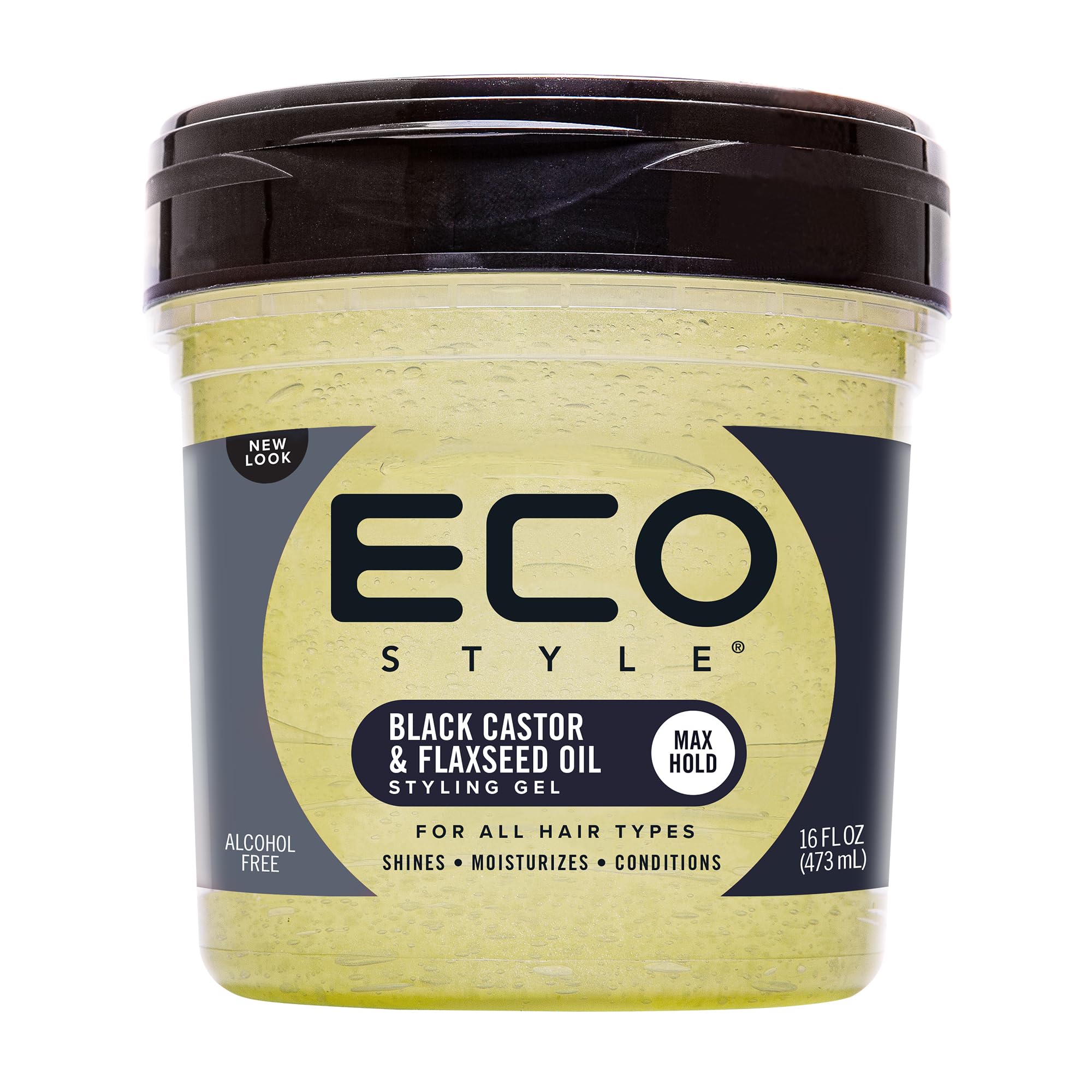 Eco Style Ecoco Gel - Black Castor Flaxseed Oil - Long Lasting Shine - Nourishes And Repairs Damaged Hair - Promotes Healthy Sca
