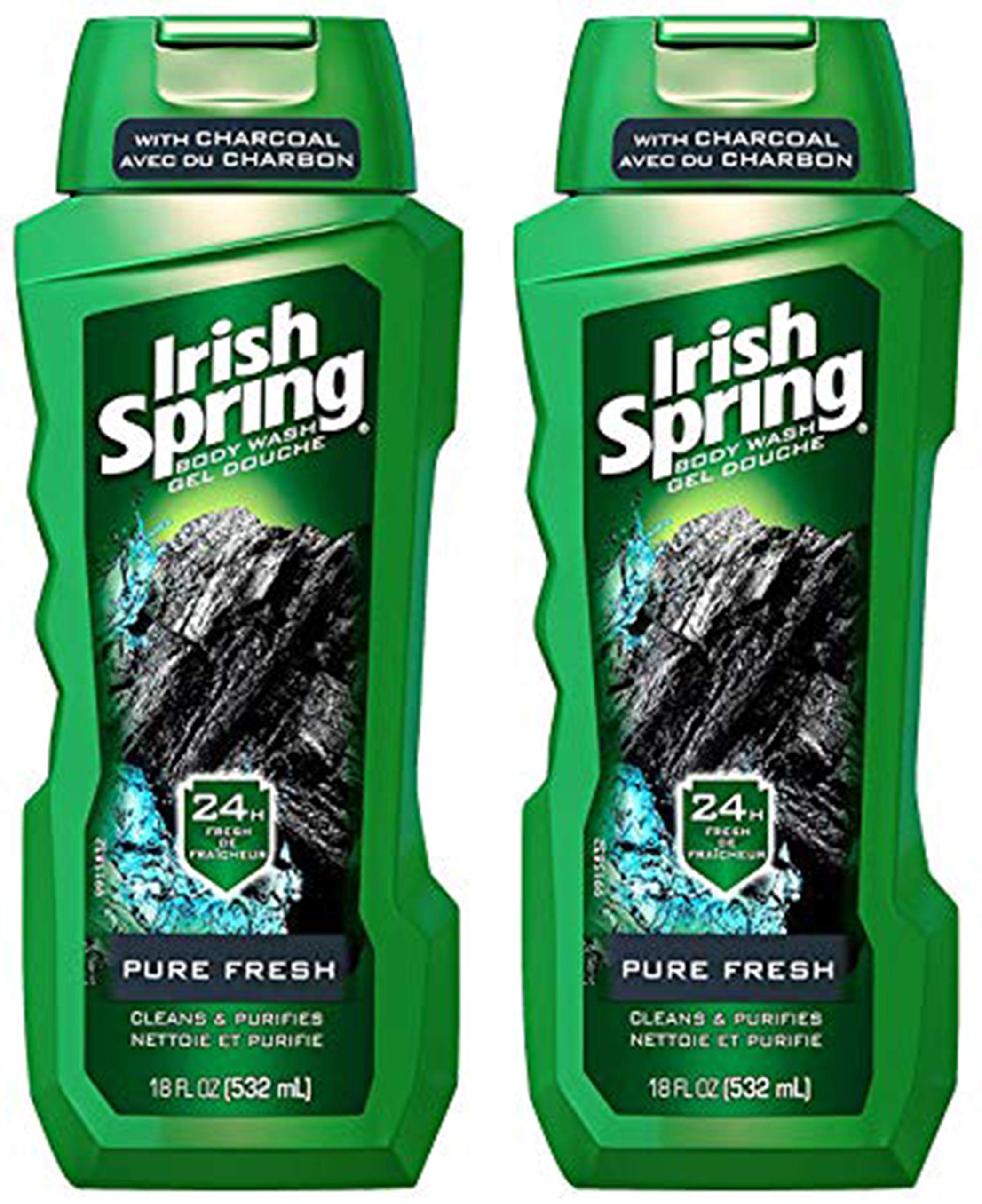 Irish Spring Body Wash With Charcoal Pure Fresh  18 oz, Pack of 2