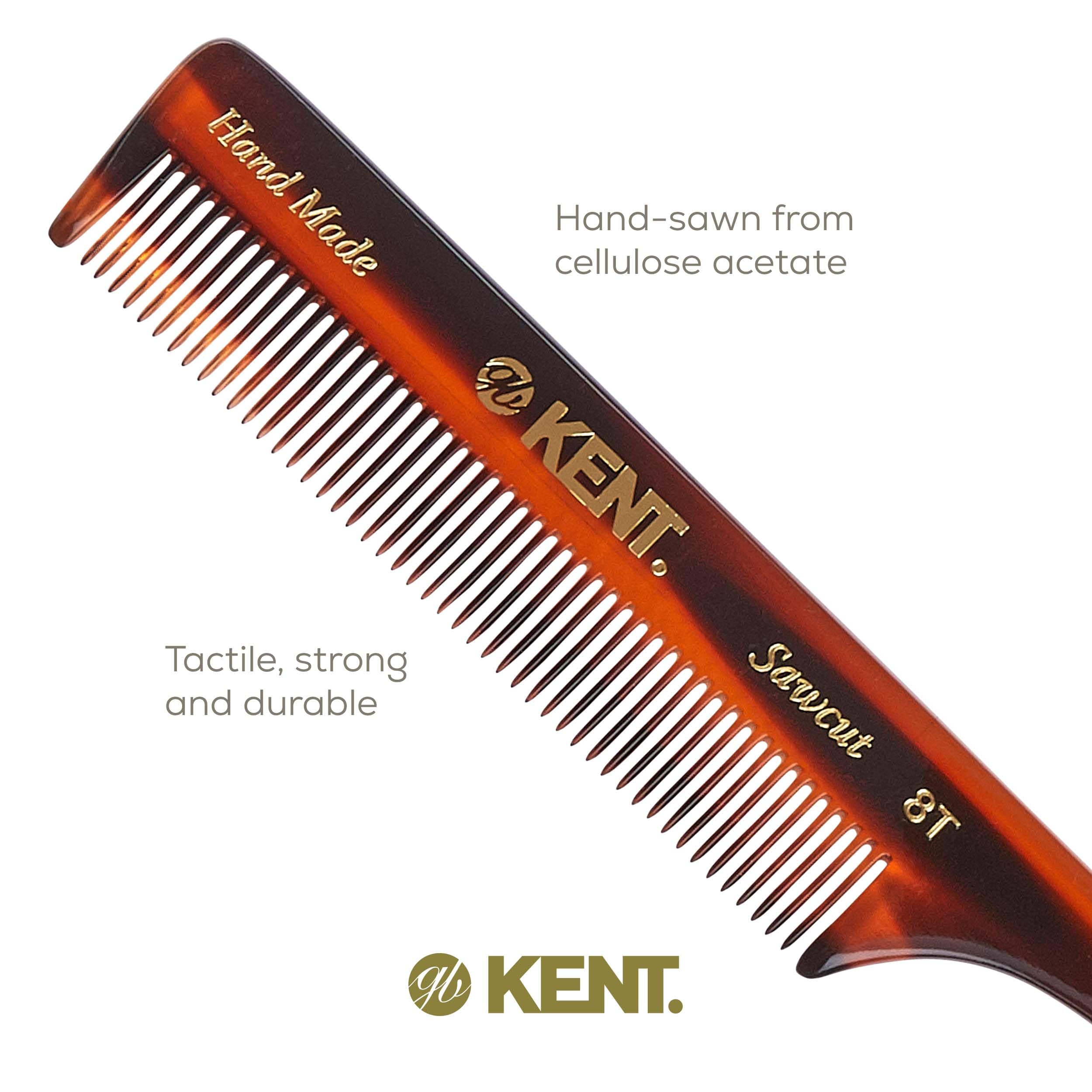 Kent 8T Rat Tail Combs Teasing Comb For Hair Styling And Sectioning, Handmade Fine Tooth Comb Parting Combs For Braiding Hair An