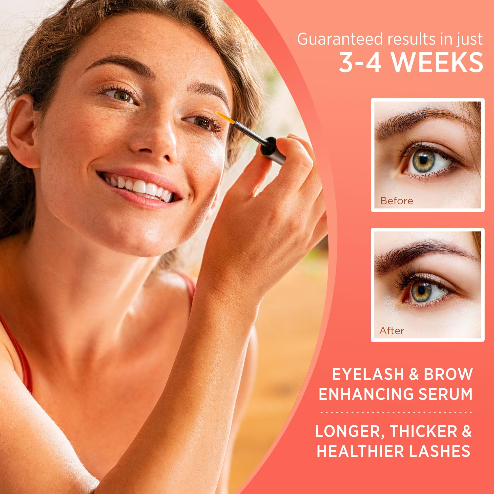 Natural Vine Eyelash and Brow Growth Serum, Irritation Free Formula, Guaranteed Results in 3-4 Weeks for Longer, Thicker, and Fu