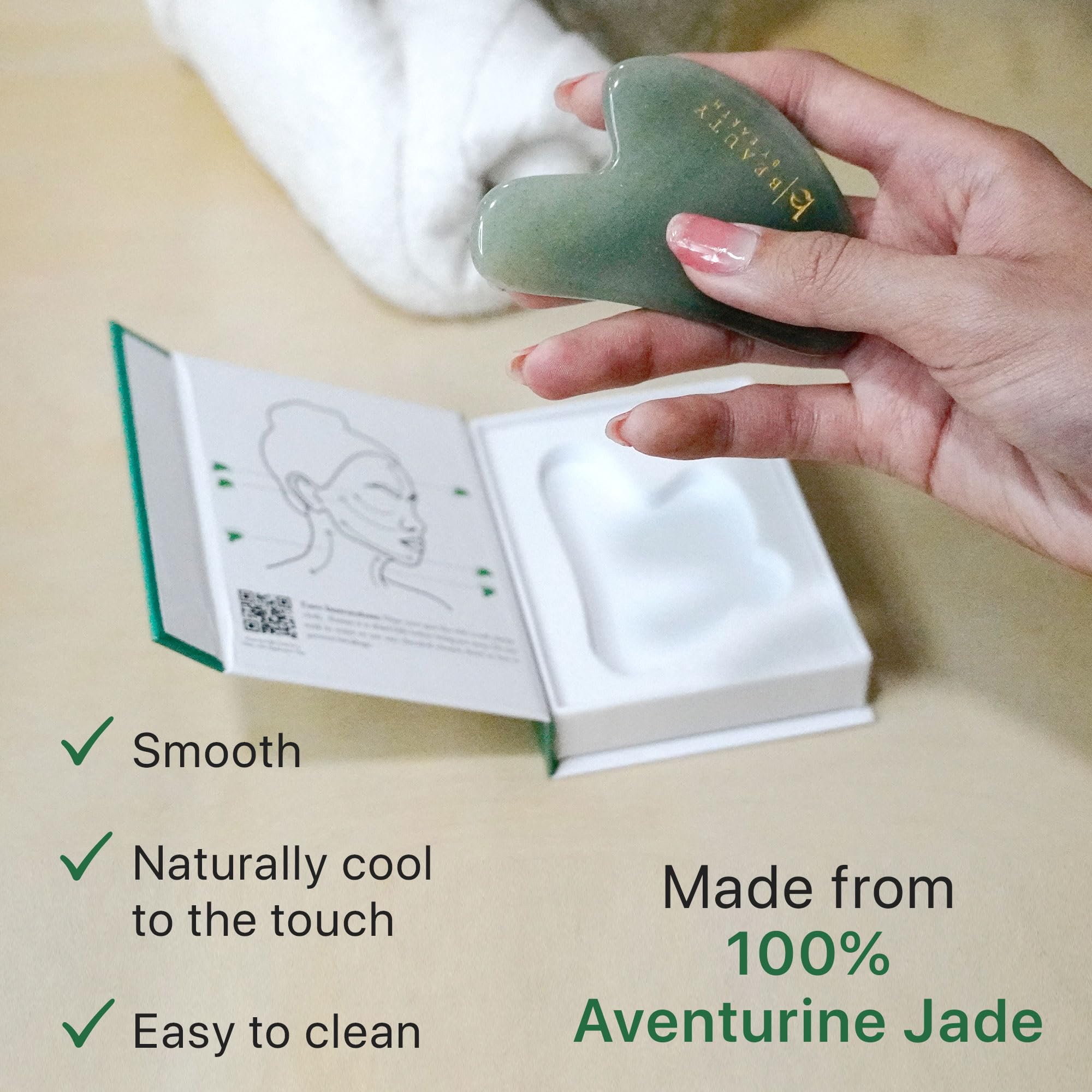 Beauty by Earth Jade Gua Sha - Face Sculpting Tool for Face Massage, Jaw Massager, Facial Massage Tools are Stocking Stuffer Ide