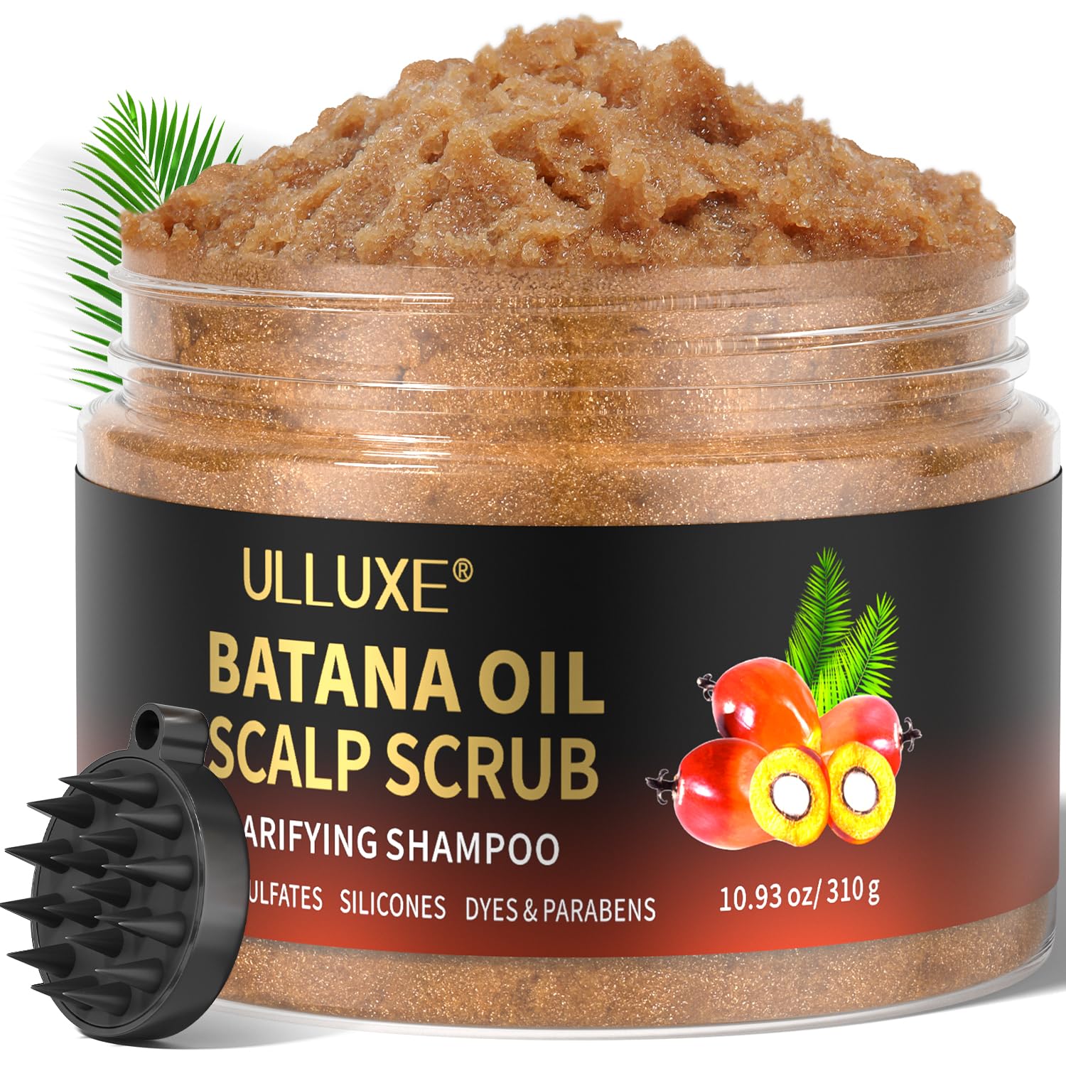 Scalp Scrub for Thinning Hair, 2-in-1 Shampoo Micro-Exfoliating Scalp Exfoliator, Batana Oil Scalp Scrub with Scalp Massager Pro