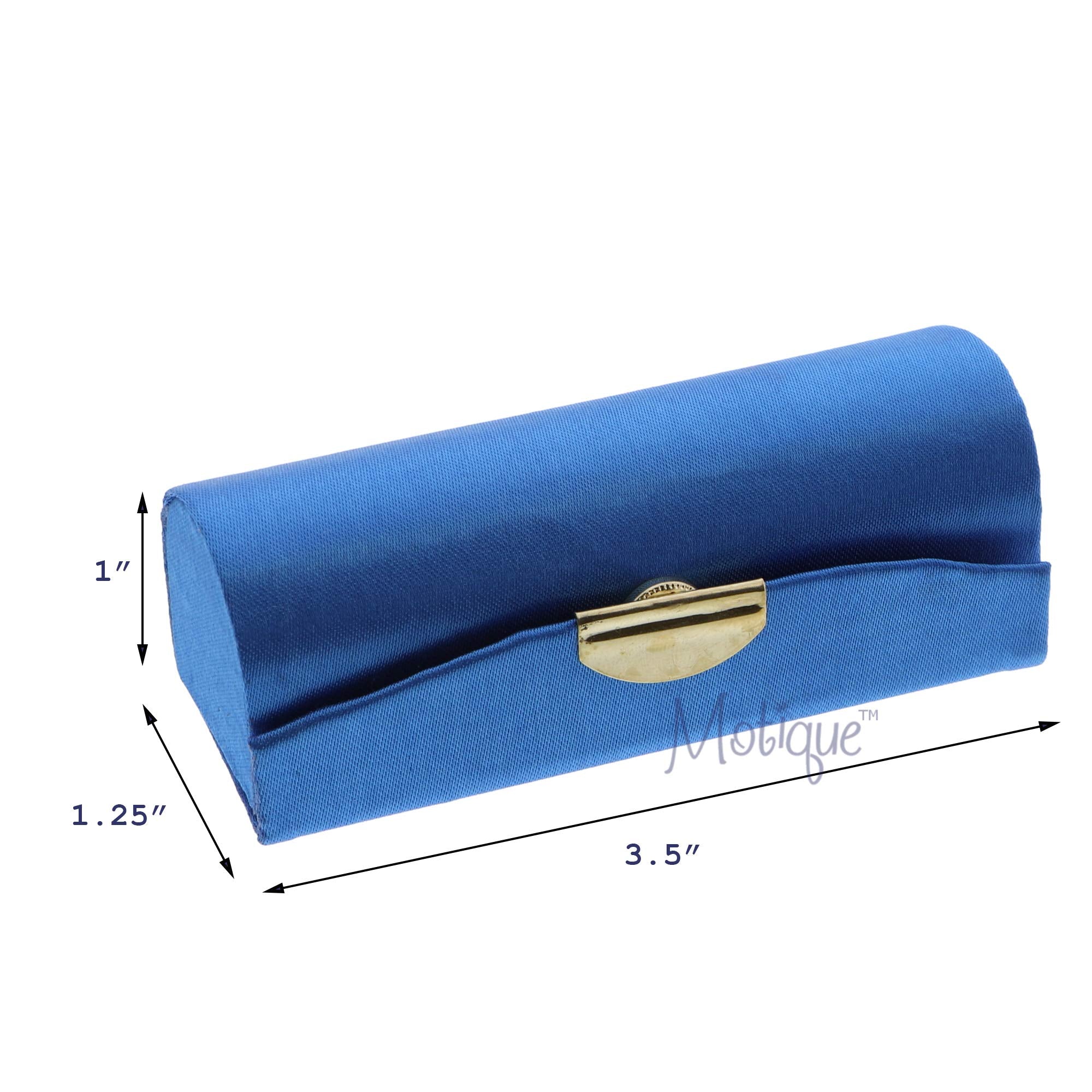 Solid Satin Ladies Lipstick Case With Mirror Purse Holder Set of 2 (Royal)