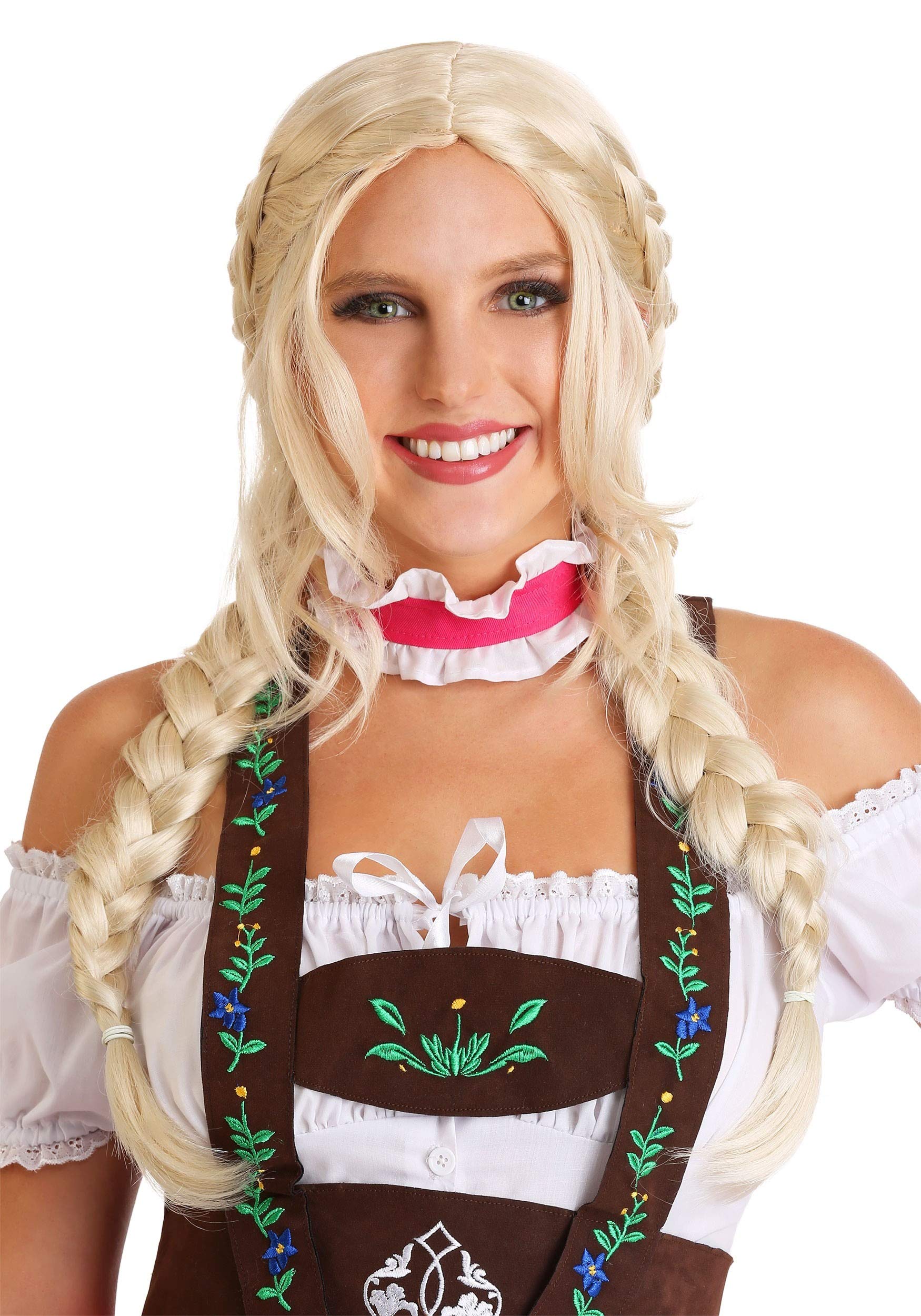Bavarian Blonde Pigtail Wig Womens Blonde Wig for Oktoberfest Costume ST