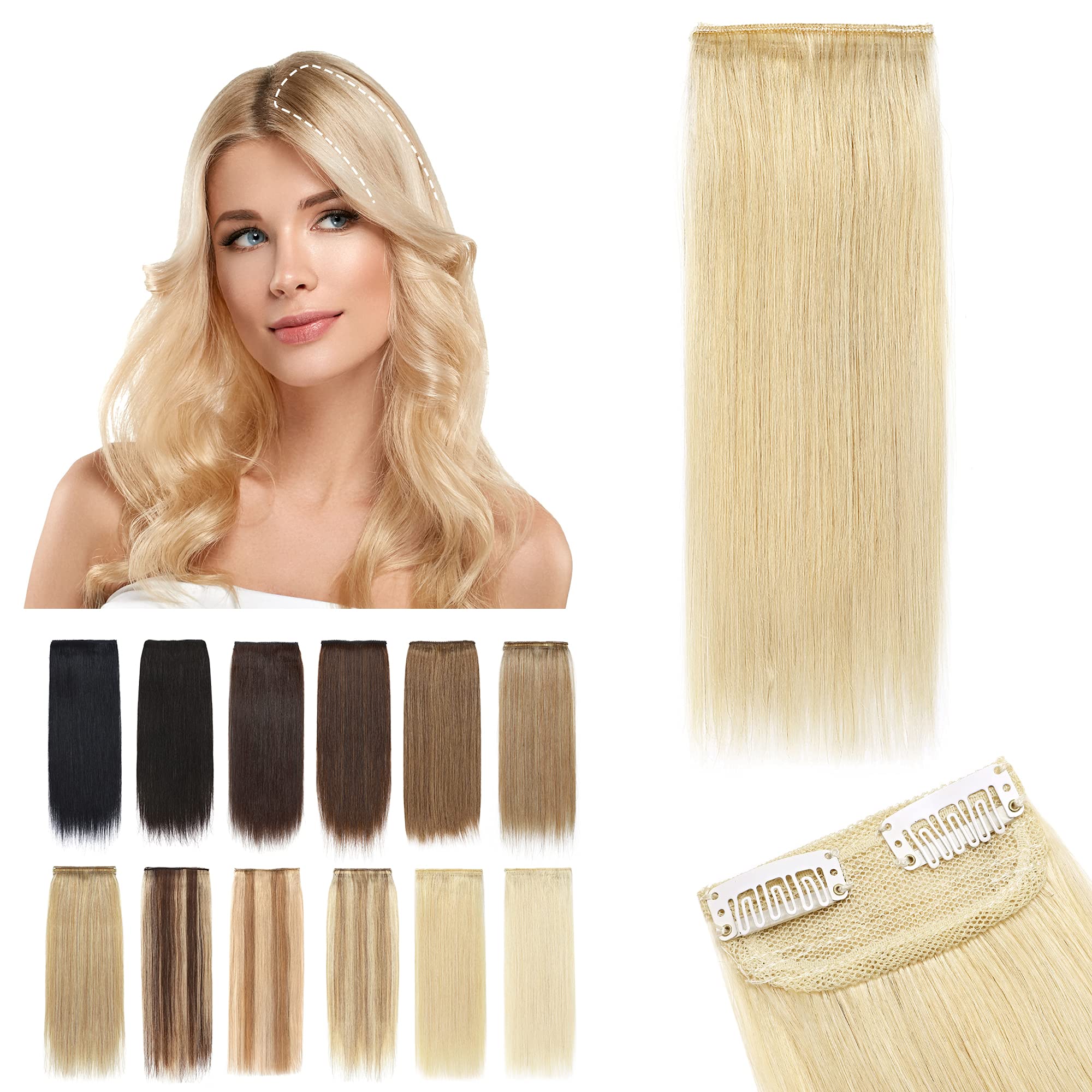 SEGO Short Hair Extensions Clip in Human Hair 6 Inch Hairpiece Human Hair Toppers for Women With Thinning Hair Adding Hair Volum