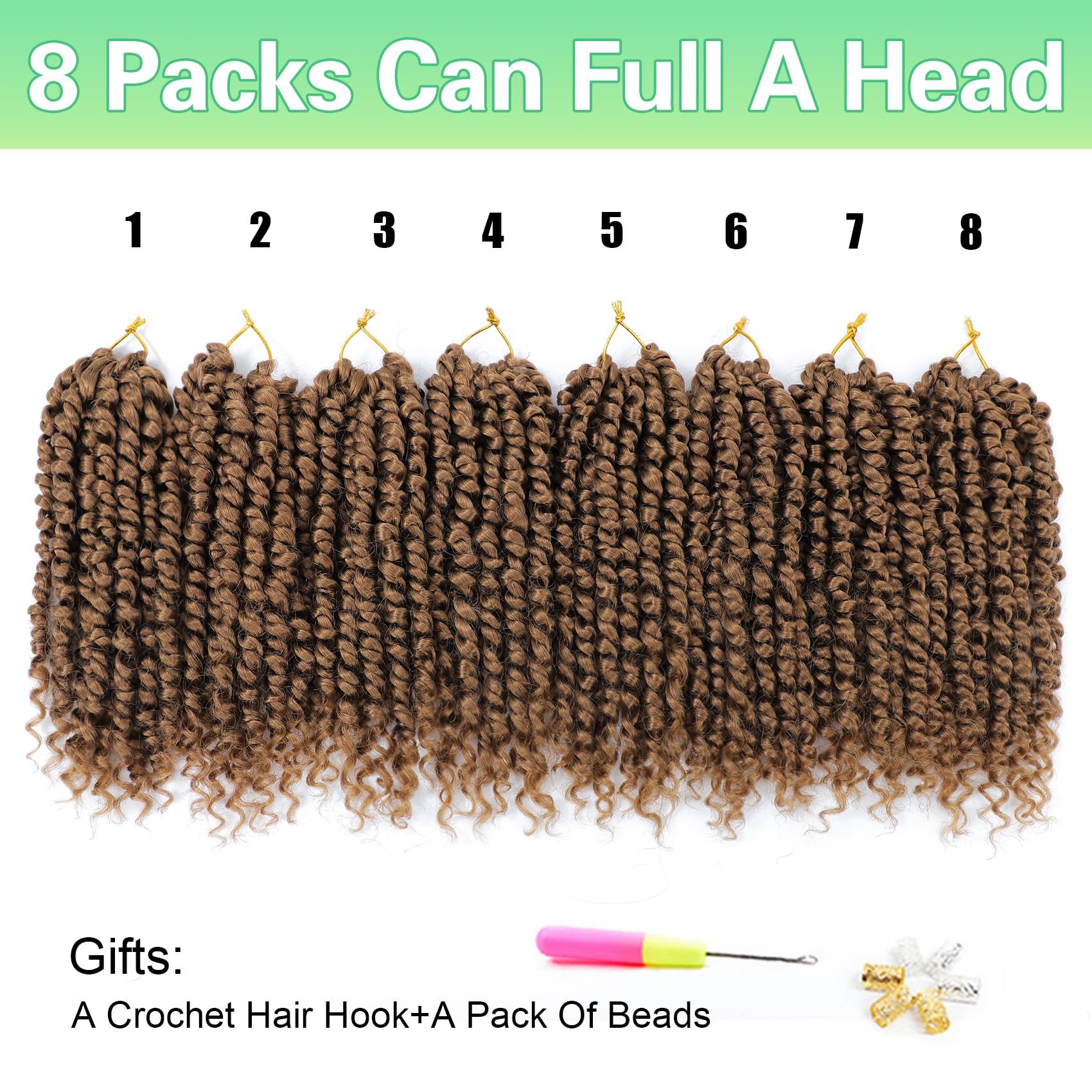Passion Twist Crochet Hair 8Inch Passion Twist Hair 8 Packs Pre-Twisted Passion Twist Crochet Hair For Black Women Soft Passion