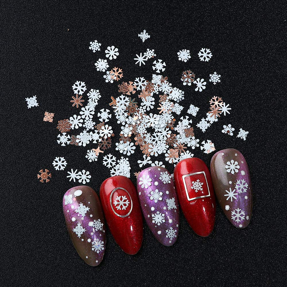 Christmas Nail Sequins Stickers Flakes Nail Art Accessories Manicure 3D Decals Snowflake Metal Paillettes Glitter Gold White Des