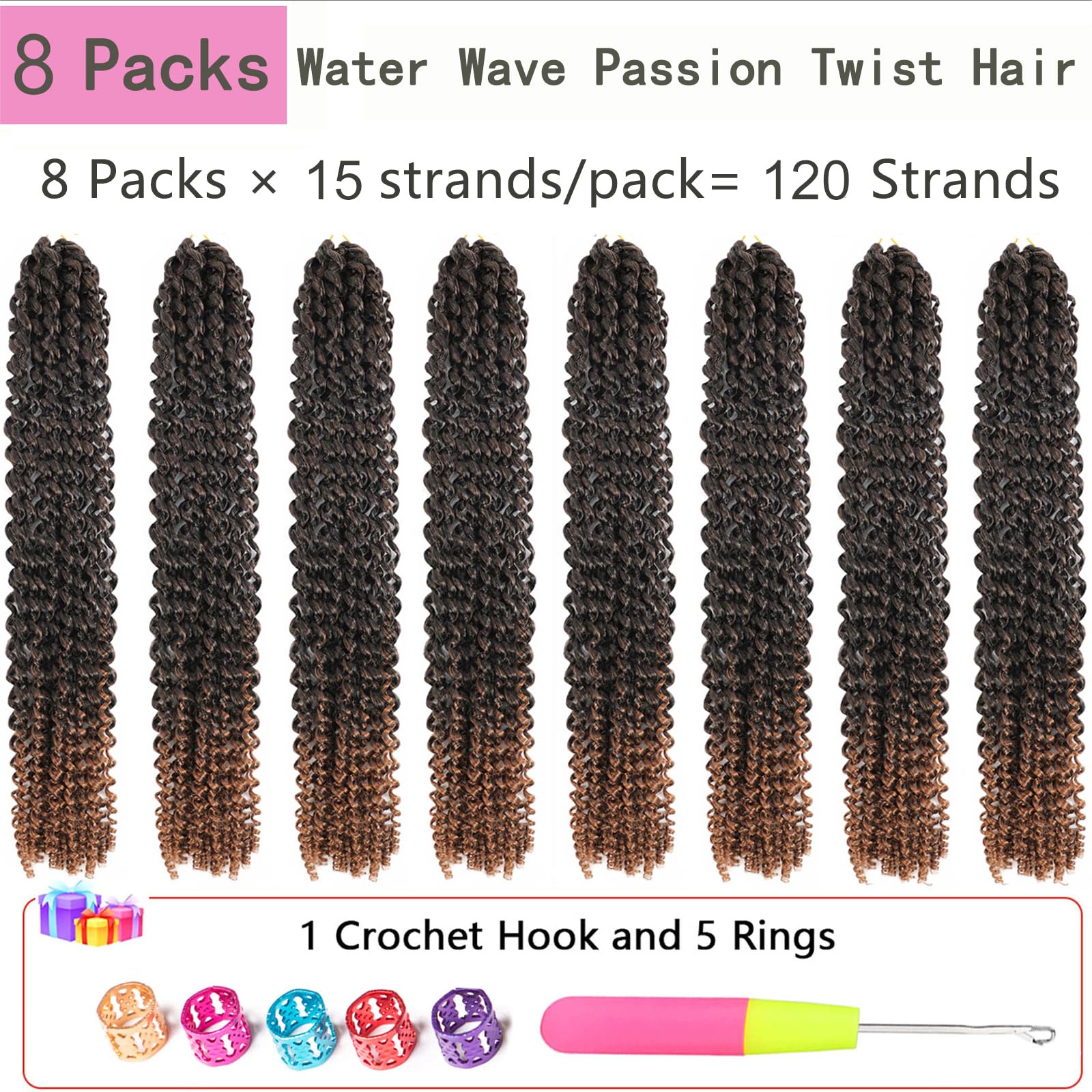 Passion Twist Hair 20 Inch 8 Packs Passion Twist Crochet Hair Long Bohemian Crochet Braids (20 Inch, 1B/30)