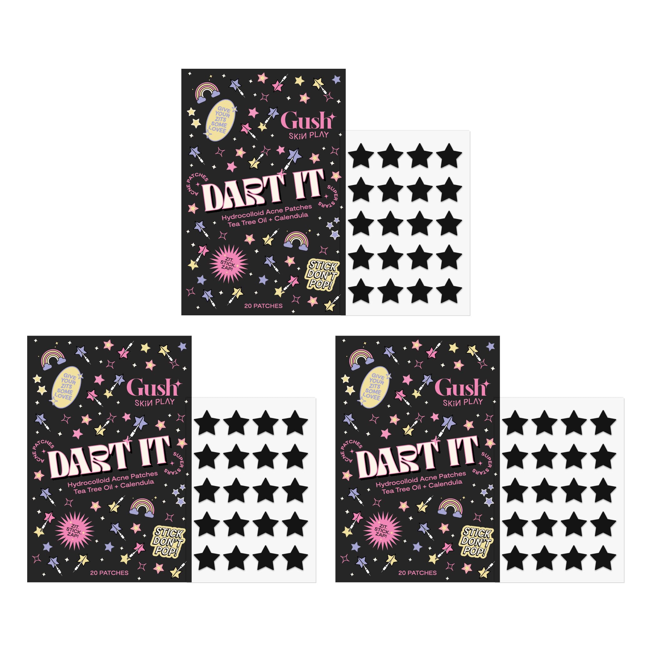 Gush Beauty Pimple Patch | 20 Hydrocolloid Patches With Tea Tree Oil | For Active Surface Acne | Reduces Pimples & Excess Oil Ov