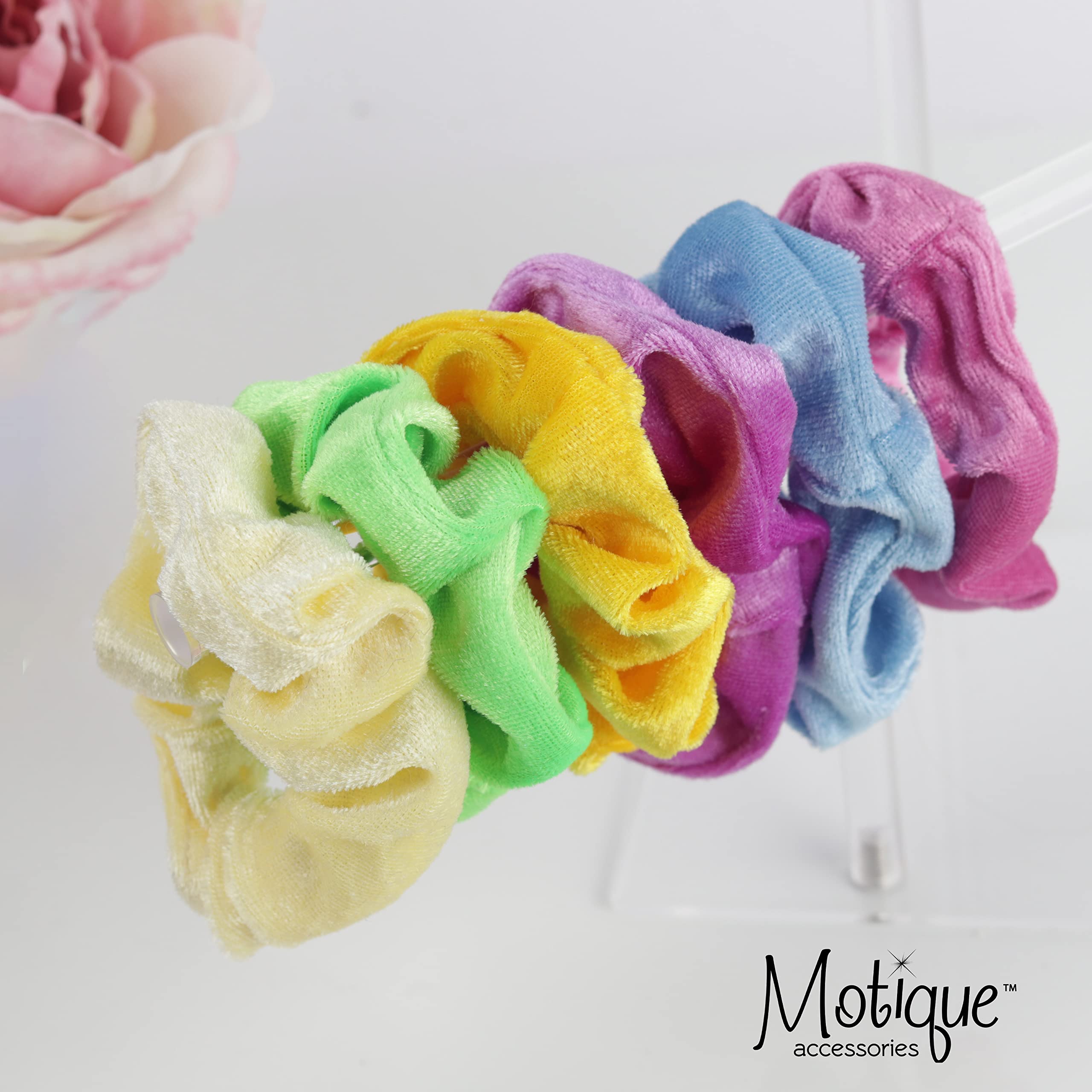 Velvet Solid Scrunchies - Set Of 2-White