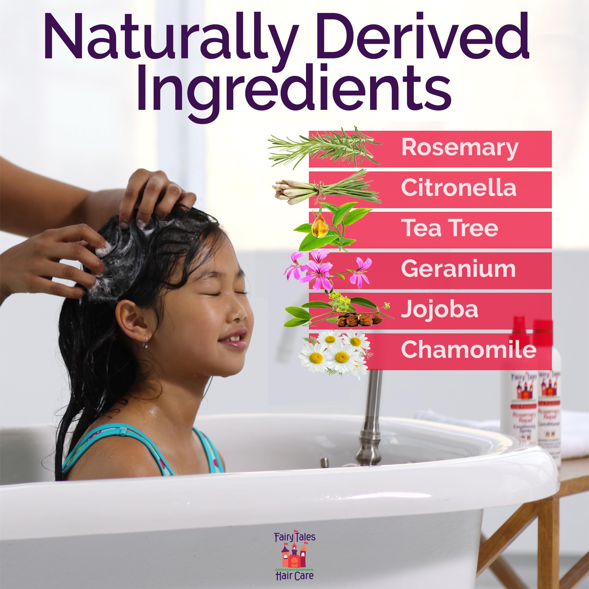 Fairy Tales Rosemary Repel Daily Kids Shampoo, 12 fl oz., Conditioner, 8 fl oz. & Conditioning Spray, 8 fl oz. Star Trio- Kids L