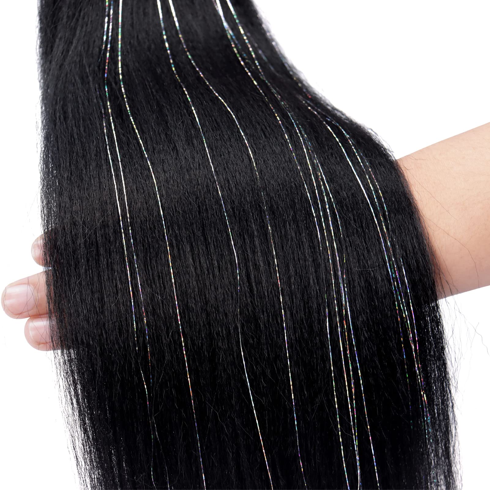 Pre Stretched Braiding Hair 8 Packs 20 Inch With Tinsel Hair Long Professional Hair For Crochet Twist Braids Itch Free Hot Water