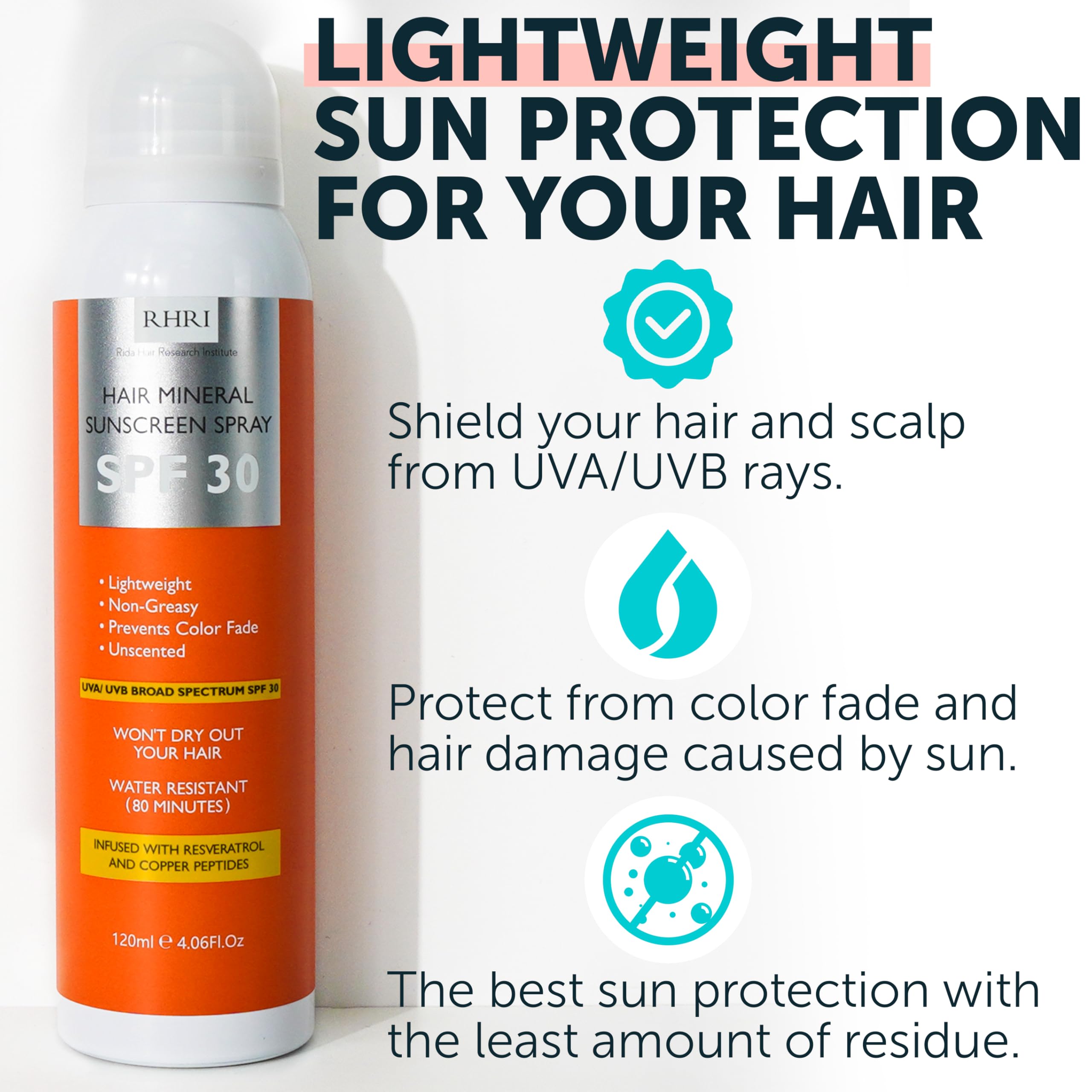 Premium Spf 30 Hair And Scalp Sunscreen Spray | Protection From Uv Rays, Color Fade And Dryness | Non-Greasy Aerosol Hair Sunscr