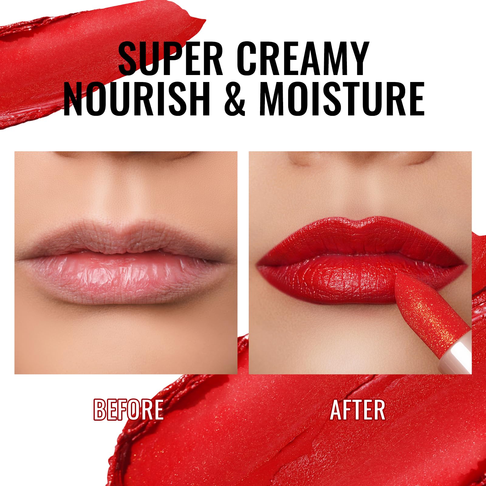 Oulac Moisturizing Coral Red Lipstick - Tinted Lip Balm Infused with Damask Rose Oil Alleviate Lips, Shiny & Lightweight Lip Mak