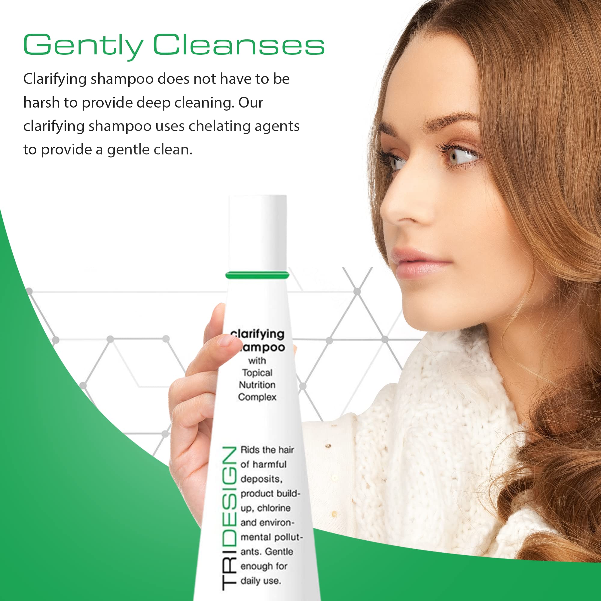 TRI Design Hair Care Clarifying Shampoo - Liquid Shampoo for Hair Deep Cleansing - Build Up & Impurities - Perfect Hair Care Pro