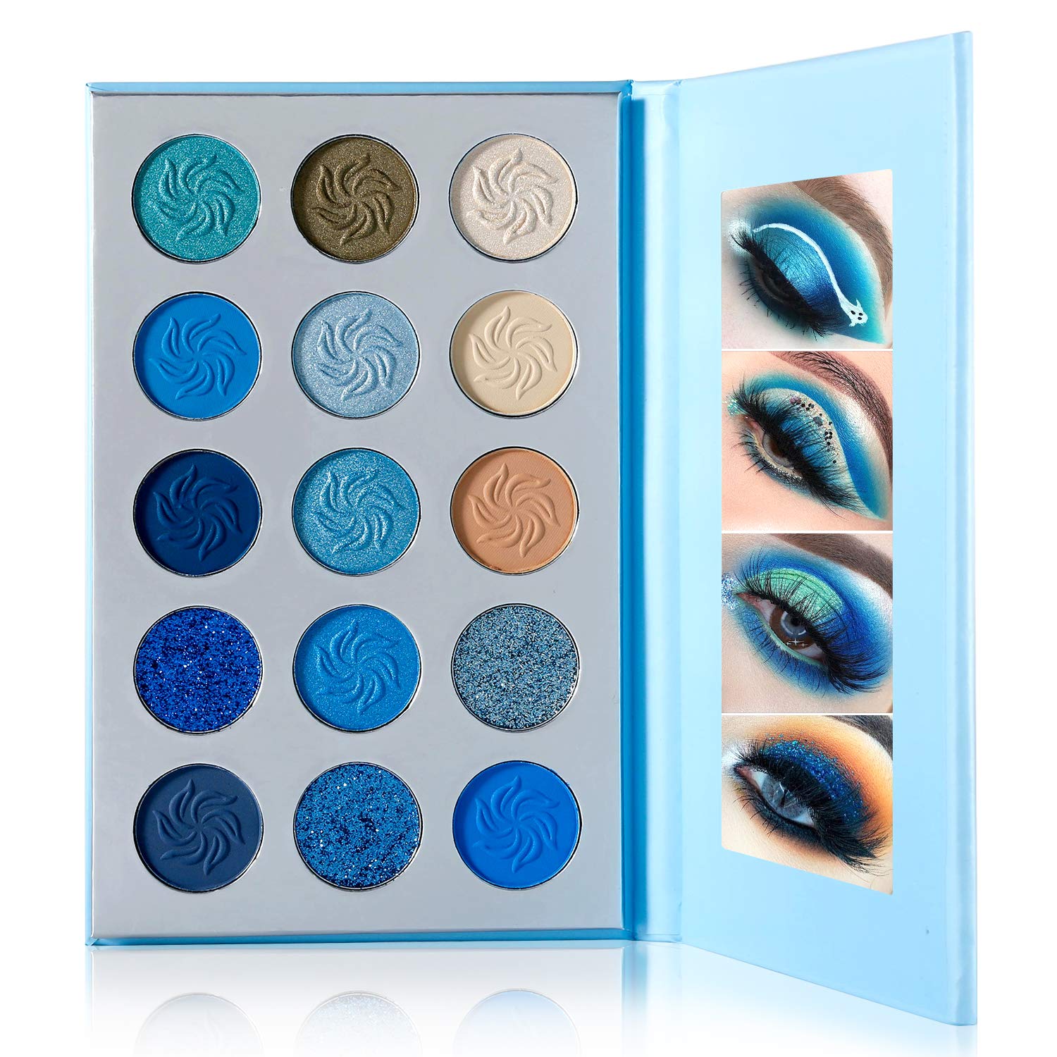 DE'LANCI Space Blue Eyeshadow Palette 15 Color Cosmetics Pressed Pigment Christmas Snowflake Eye Shadow Pallete Matte Shimmer Gl