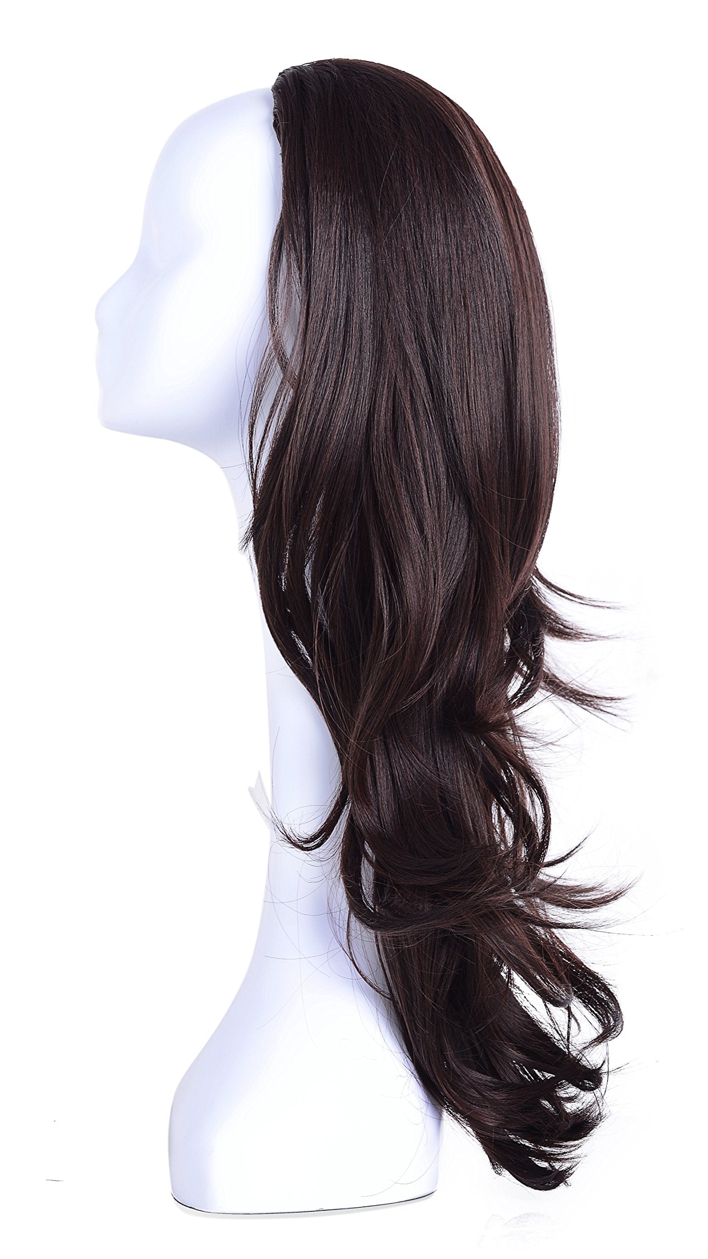 Onedor 22'' Semi Curly Hair Women Ladies 3/4 Half Wig Premium Japanese Synthetic Kanekalon Fibers Wigs With Secured Mesh Head Ca