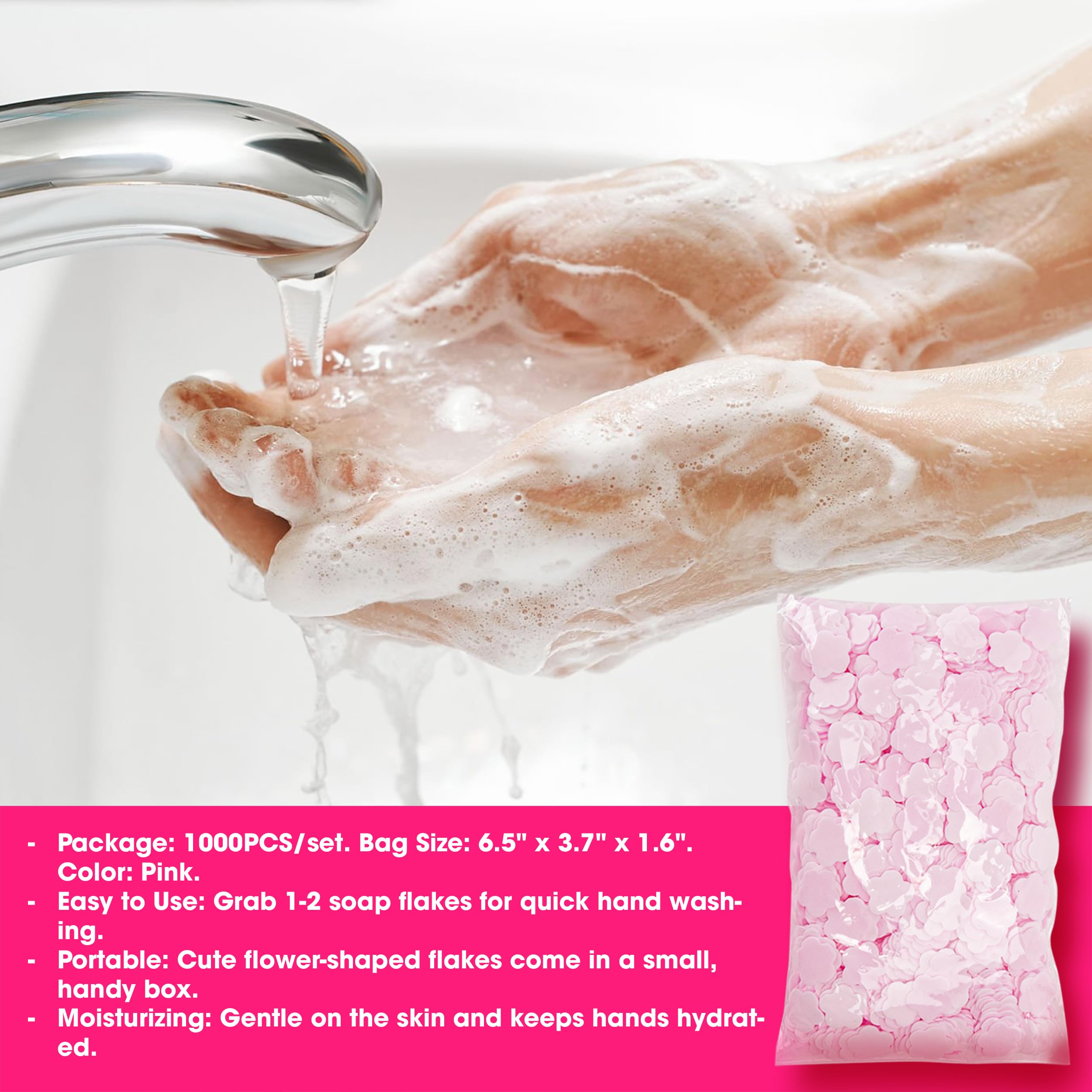 BuleVina 1000 Sheets Portable Soap Confetti Bath, Disposable Paper for Gentle Hand Washing Petals, Fragrance Wash for Women and