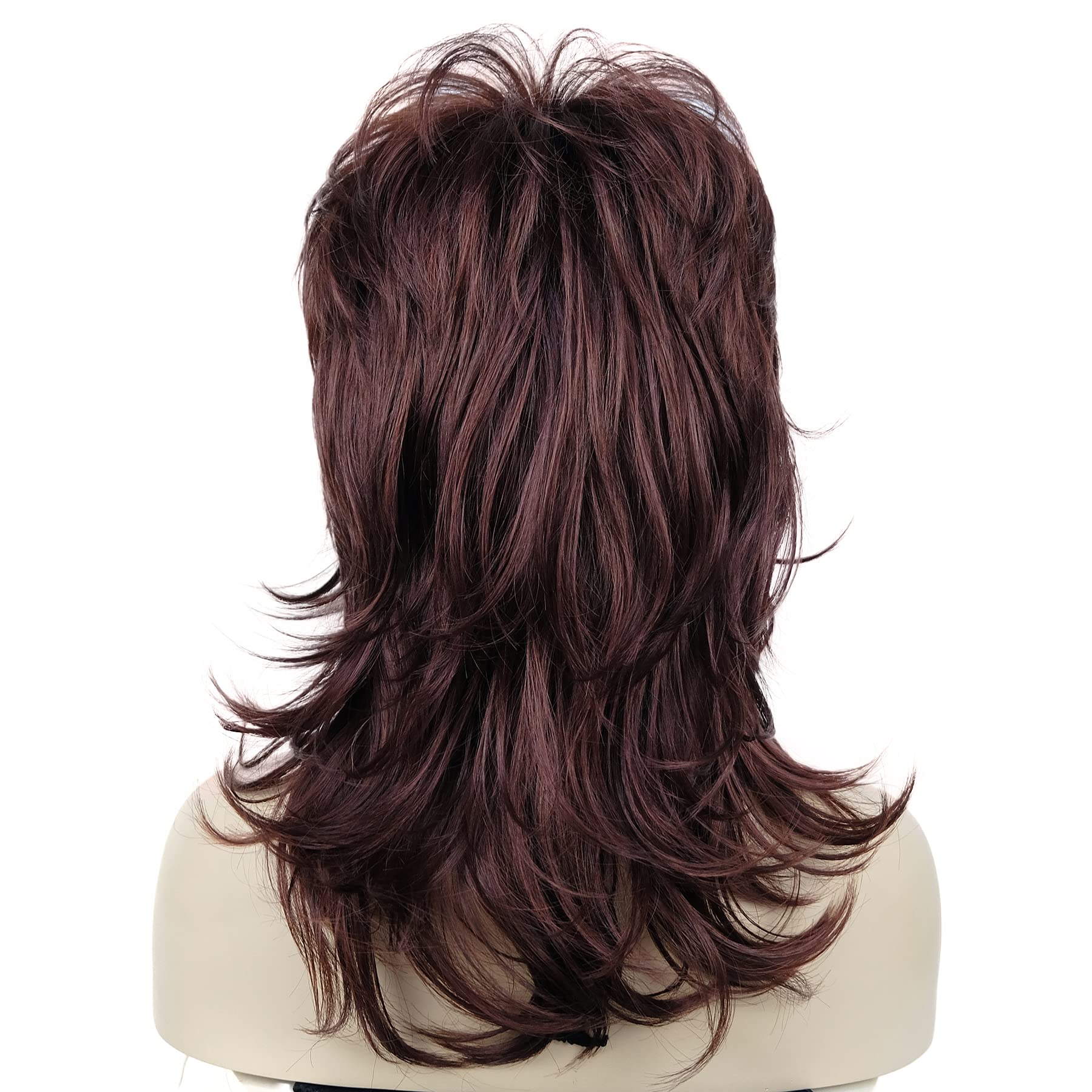 Lydell Long Soft Shaggy Layered Classic Cap Full, 33A Dark Auburn, Size No Size