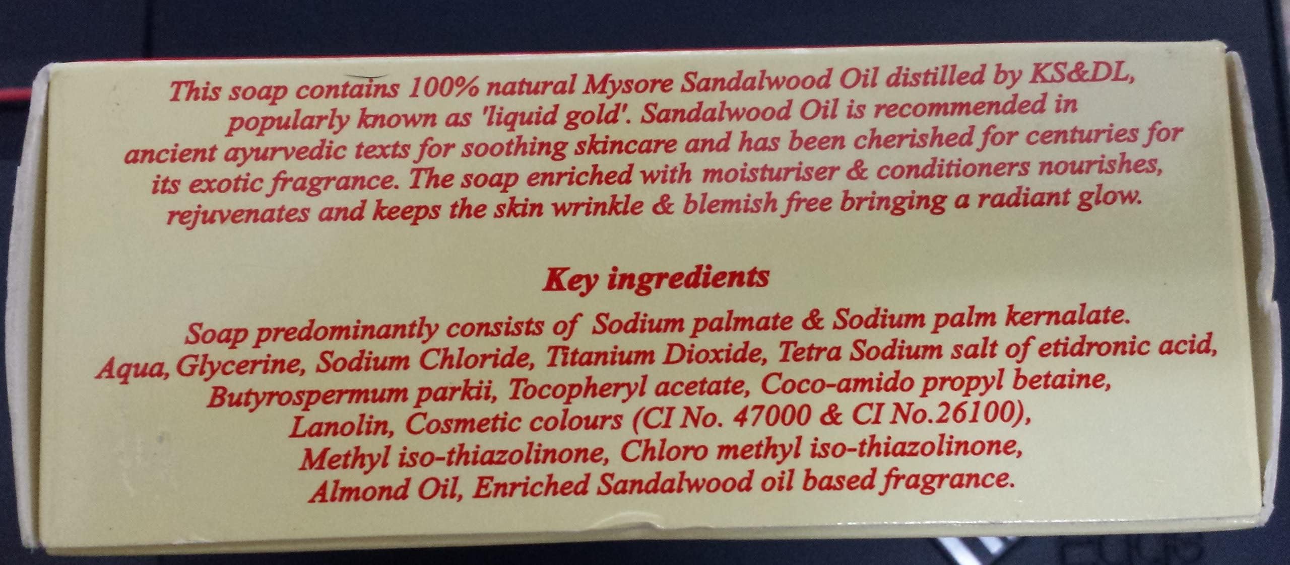 Mysore Sandal Gold Soap, 125 Grams Per Unit (Pack of 4) - Purest Sandalwood Soap - Grade 1 Soap - TFM 80% - Suitable for ALL Ski