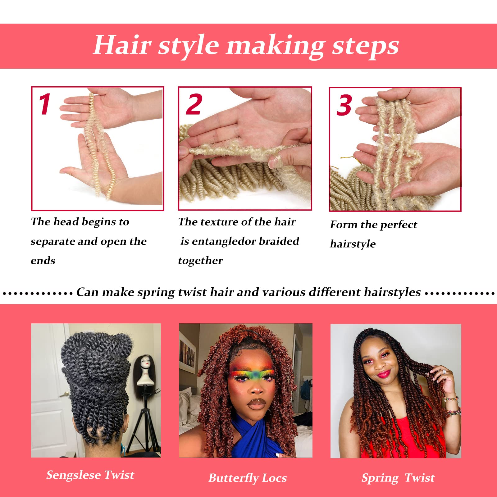 Xtrend 12 Inch 2 Packs Spring Twist Hair For Butterfly Faux Locks And Invisible Locs Short Crochet Braids Hair Synthetic Spring