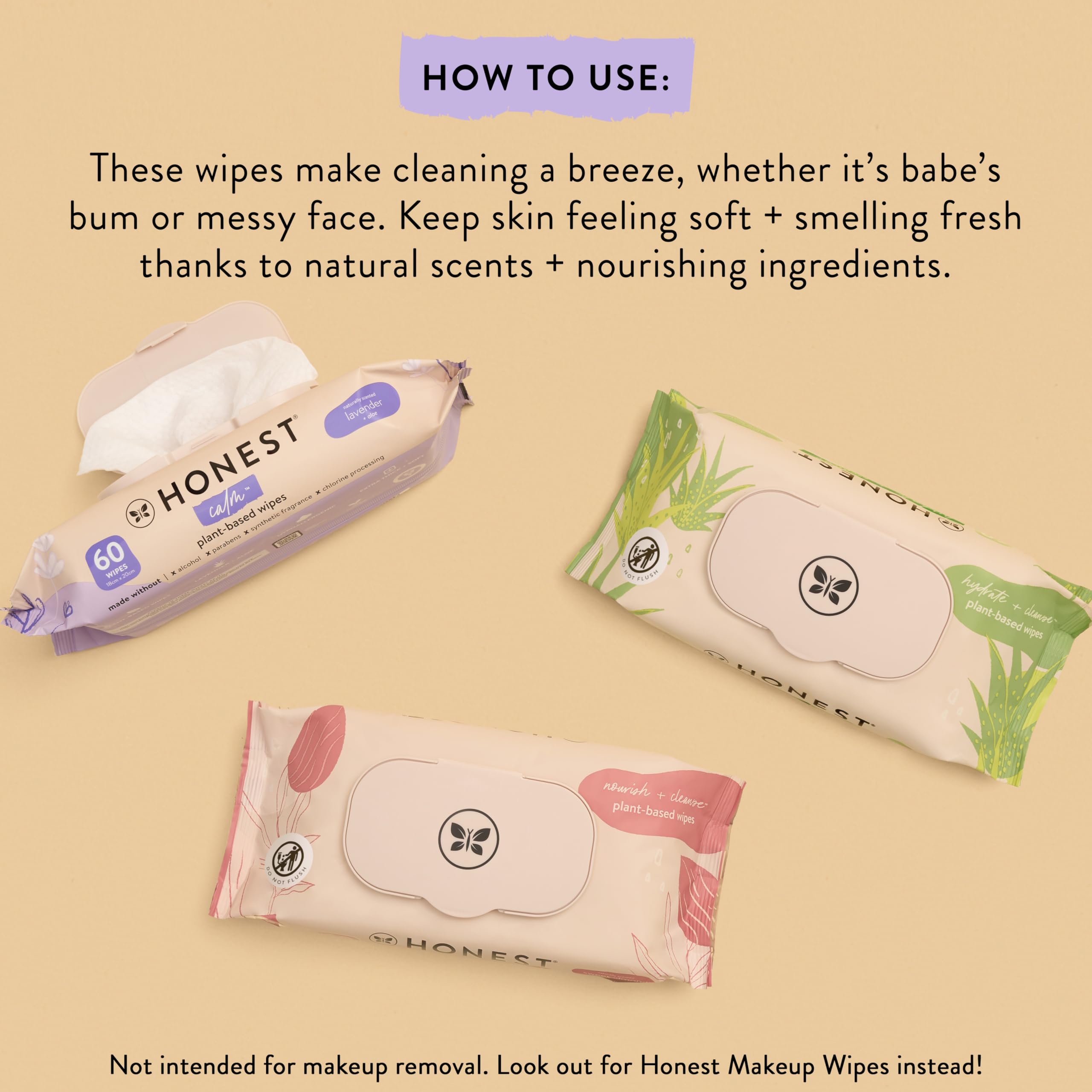 The Honest Company Hydrate + Cleanse Benefit Wipes  Cleansing Multi-Tasking Wipes  99% Water, Plant-Based, Hypoallergenic  Aloe