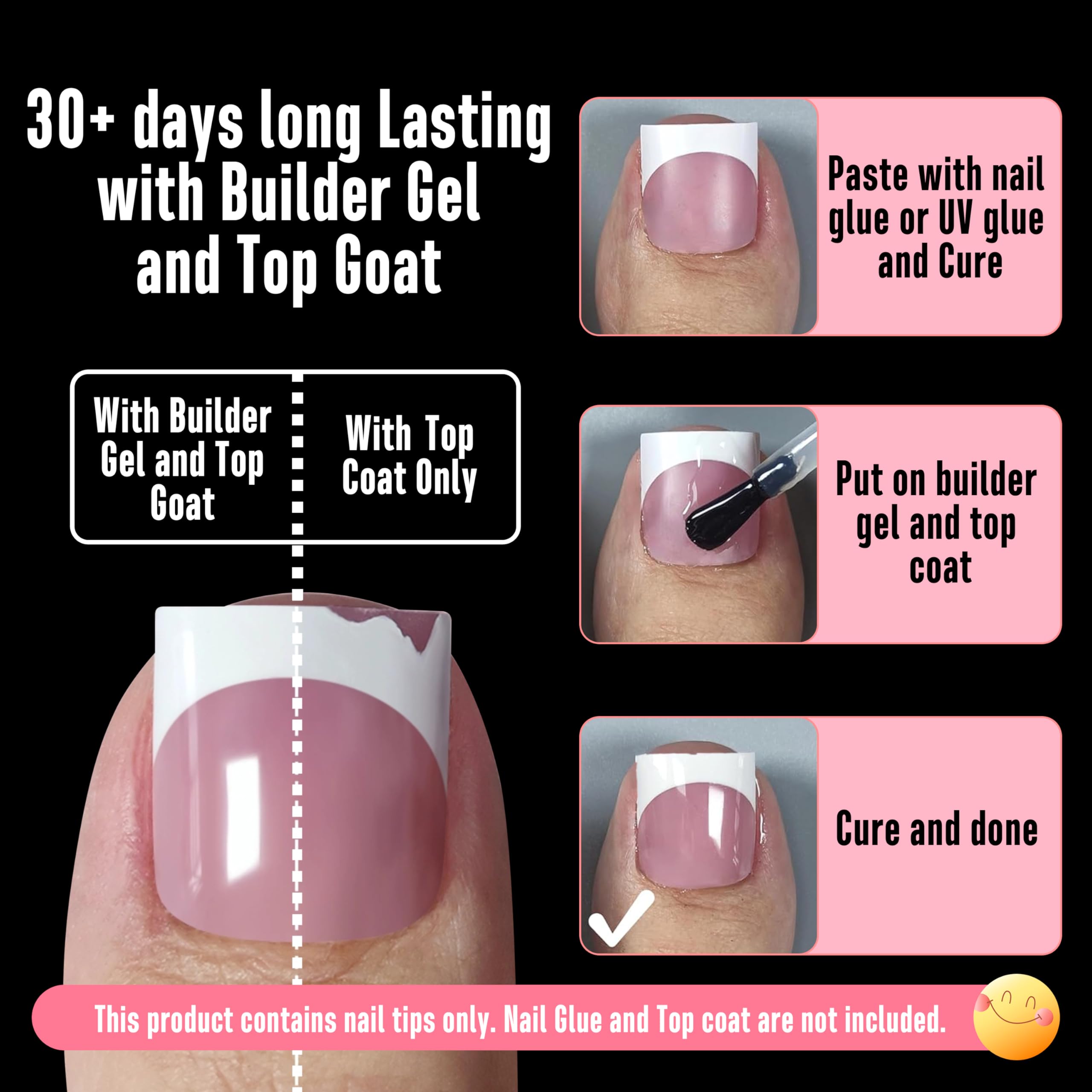MUTIOVO 8 MIXED Summer Color French Tip Toe Nail Tips, Sharp Square Soft Gel False Toenail Extension,Full Cover Acrylic, no Glue