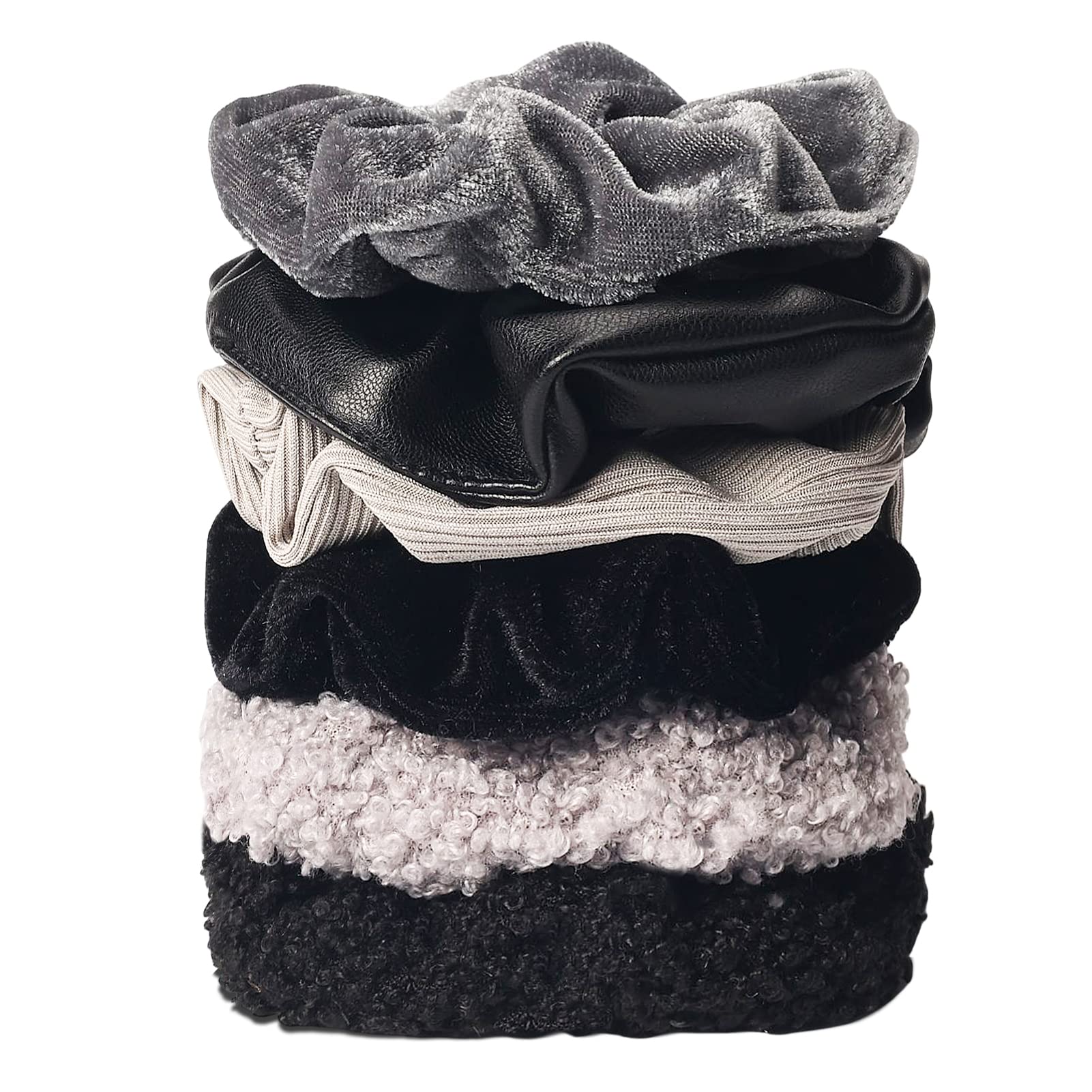 Scrunchies for Women Black 6pcs Velvet Scrunchies for Thick Hair or Thin Hair Ultra Textured Neutral Scrunchies Hair Cute Scrunc