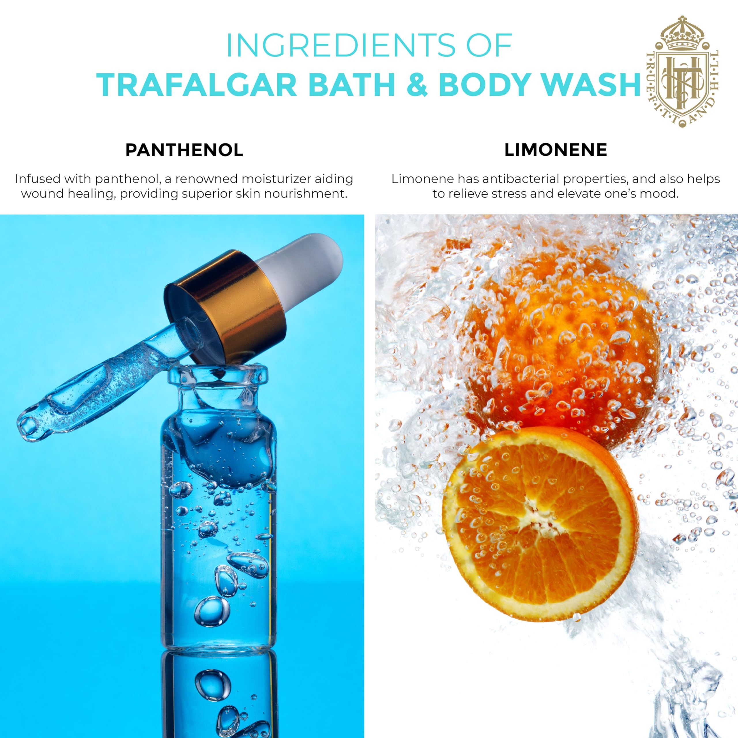 Truefitt & Hill Premium Luxury Bath & Shower Gel - Trafalgar - Rich Lather, Deep Cleanse, And Refreshing Aroma - 6.7 Oz