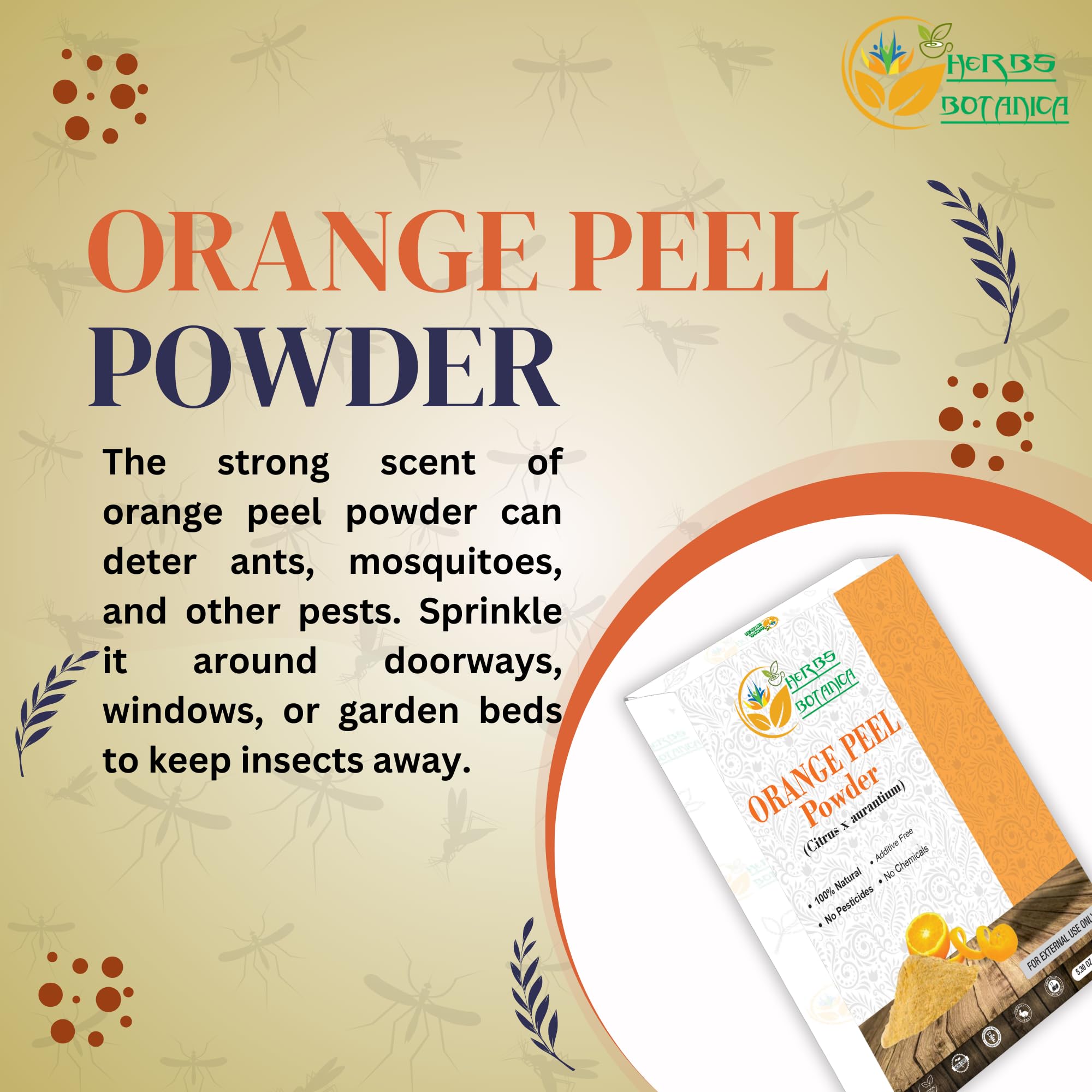 Herbs Botanica Orange Peel Powder 100% Pure & Natural Orange Peel For Face Masks, Skin Care & Diy Beauty Natural Citrus Powder F