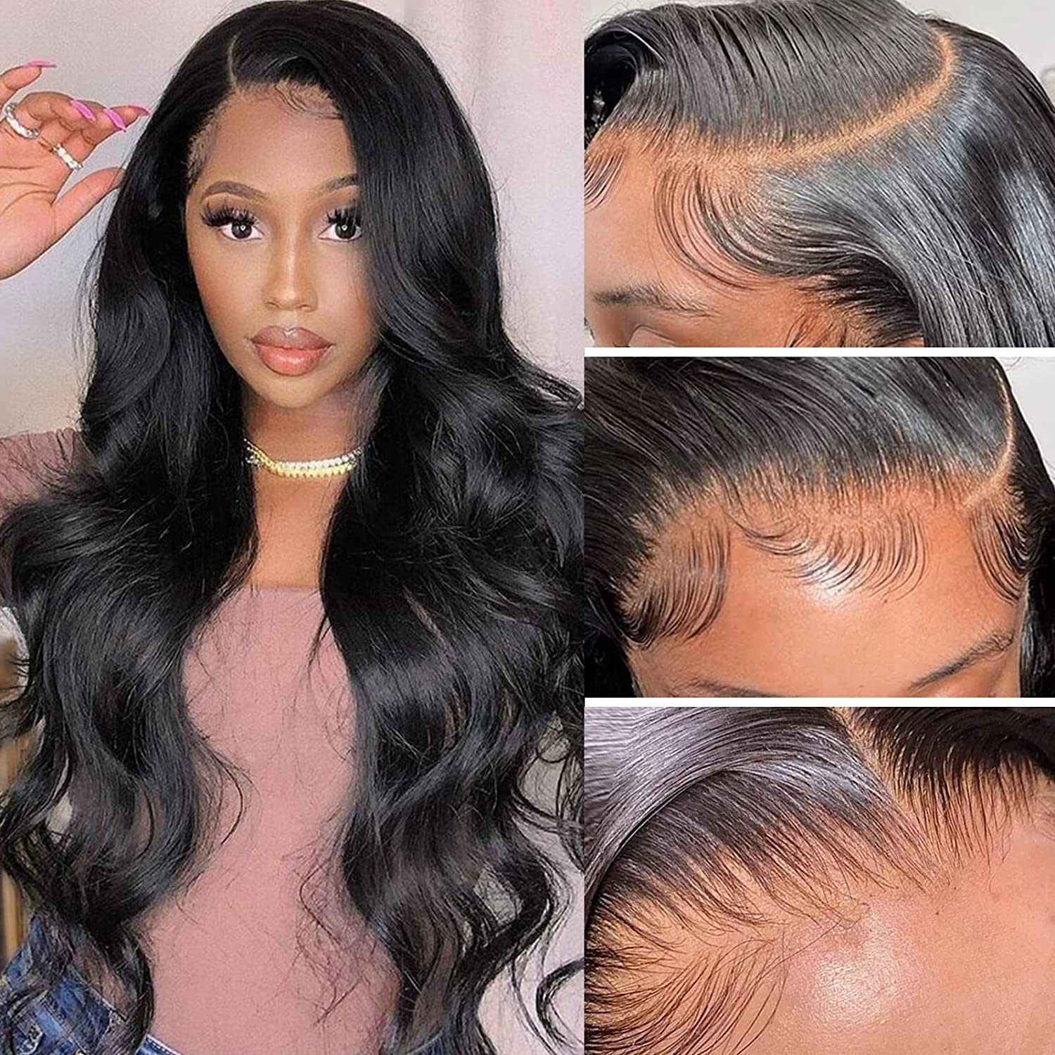 Aicrelery 32 Inch 13x6 Lace Front Wigs Human Hair Body Wave Lace Frontal Wig 180 Density Unprocessed Brazilian Virgin Human Hair